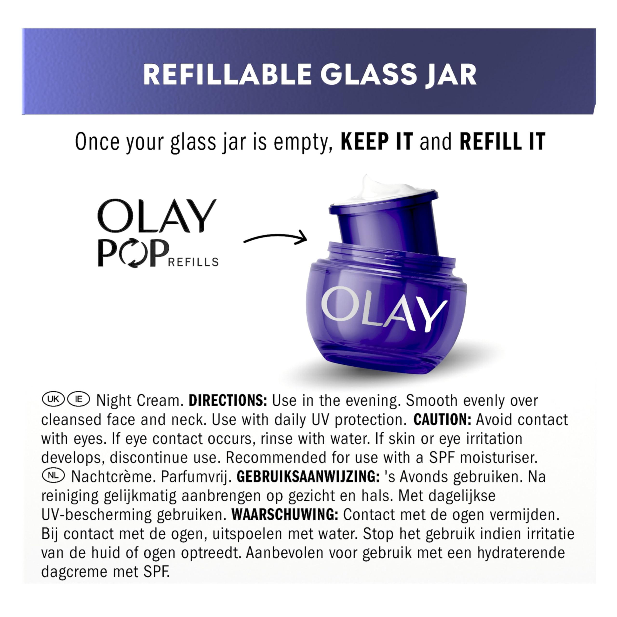 Olay Retinol 24 Night Cream Face Moisturiser - Anti-Aging Skincare with Antioxidant Vitamin E, Overnight Face Cream that Smooths, Renews, and Hydrates, 50ml