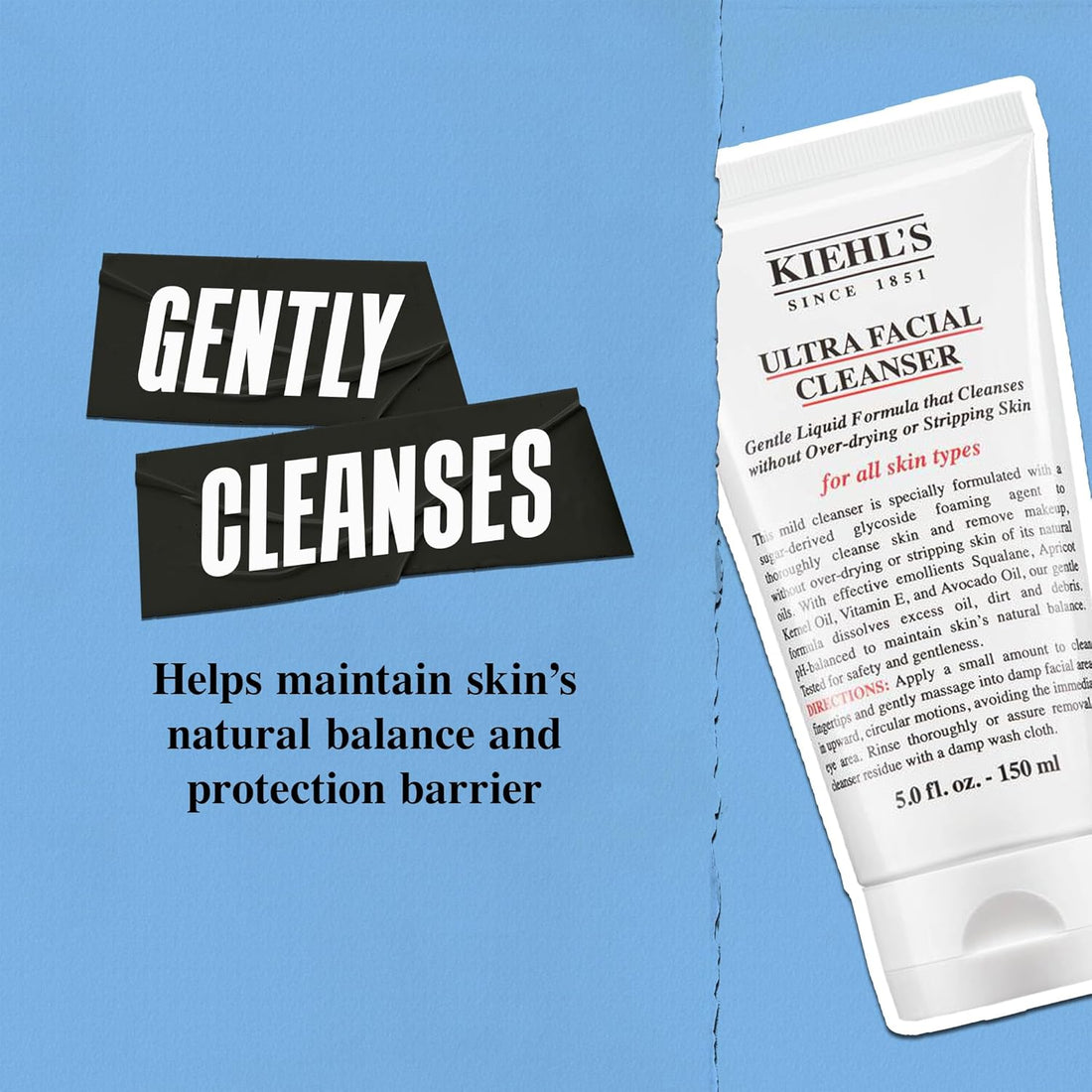 Kiehl's Ultra Facial Cleanser, Lightweight Foaming Facial Cleanser with Apricot Kernel Oil and Squalane, Gently Exfoliates and Moisturises, Removes Dirt and Debris, All Skin Types