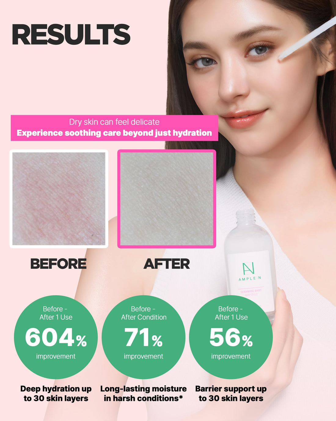 CORÉANA AMPLE:N Ceramide Shot Ampoule 3.38 fl. oz. (100ml) - Highly Concentrated Ultimate Hydrating Facial Serum for Dry and Rough Skin, Moisture-Locking, Reduced Wrinkles