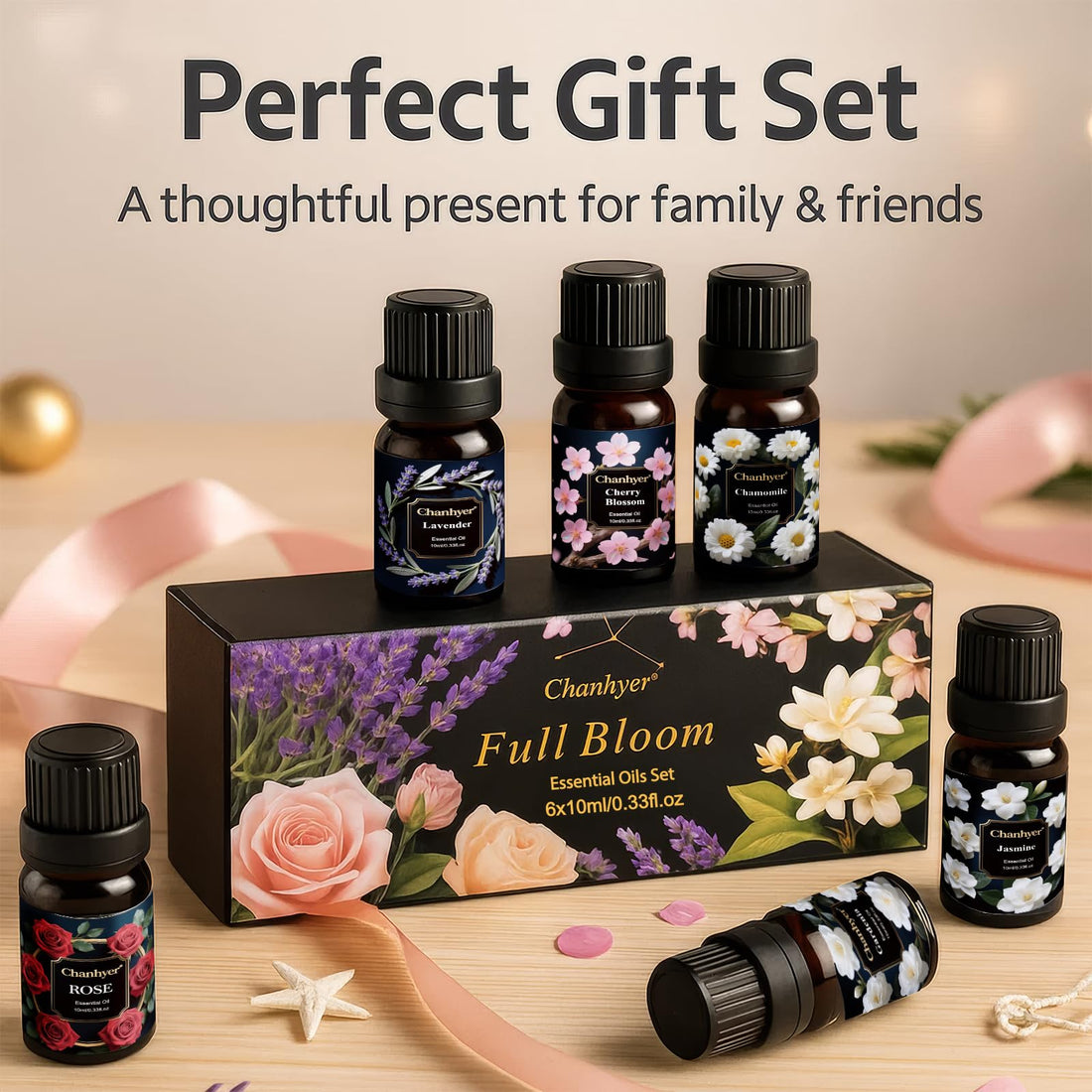 Hotel Collection Essential Oils for Diffusers for Home - 6 x 10 ml Luxury Scented Oil Set with Luxury Night,Jasmine Peppermint,White Tea,Citrus Happiness,My Way,Hotel Lobby,Gift for Women and Men