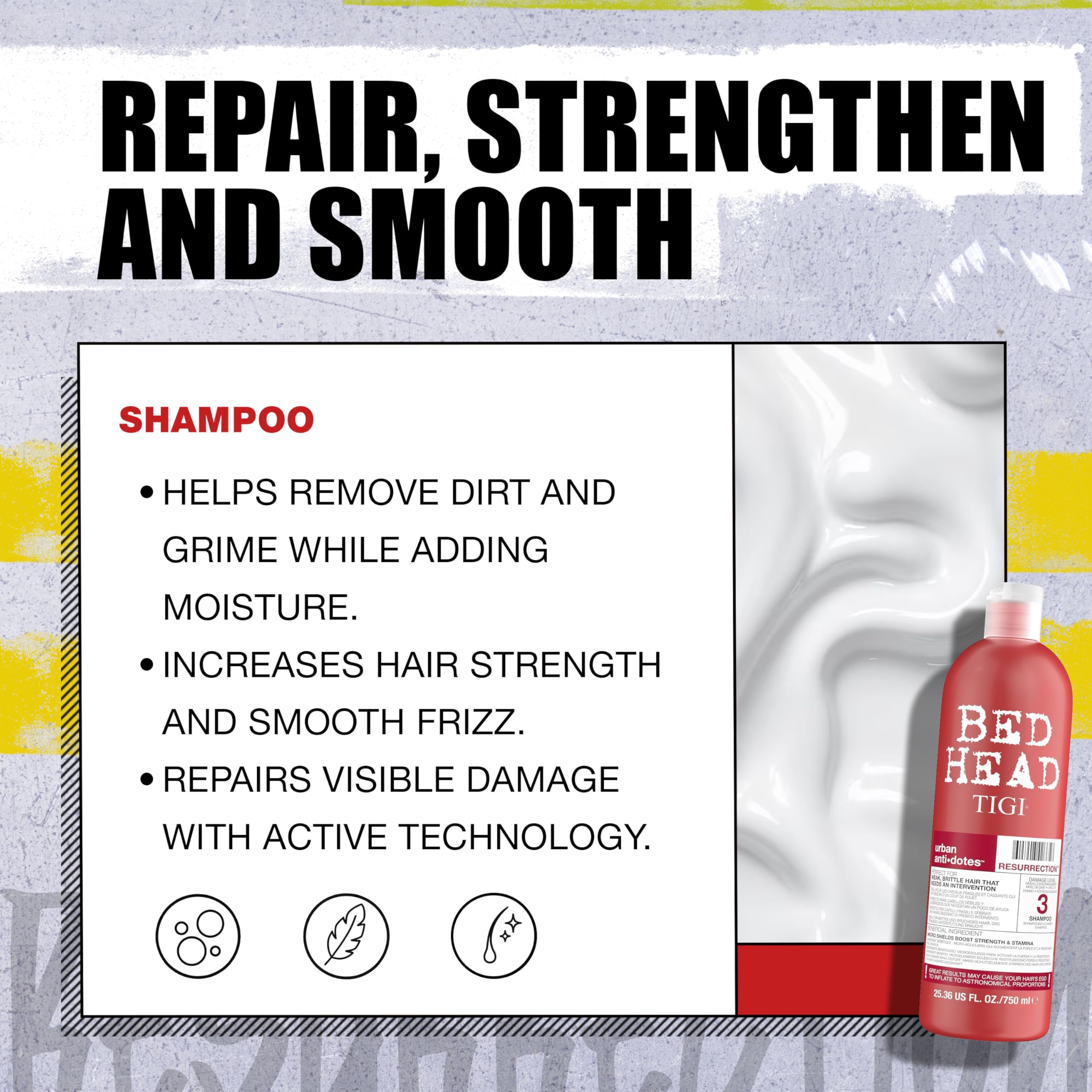 Bed Head by TIGI Resurrection Shampoo & Conditioner Set, 2x 750ml, For Dry Damaged Hair, Deep Moisture Repair with Colour Protect for Strength & Shine Halalzen
