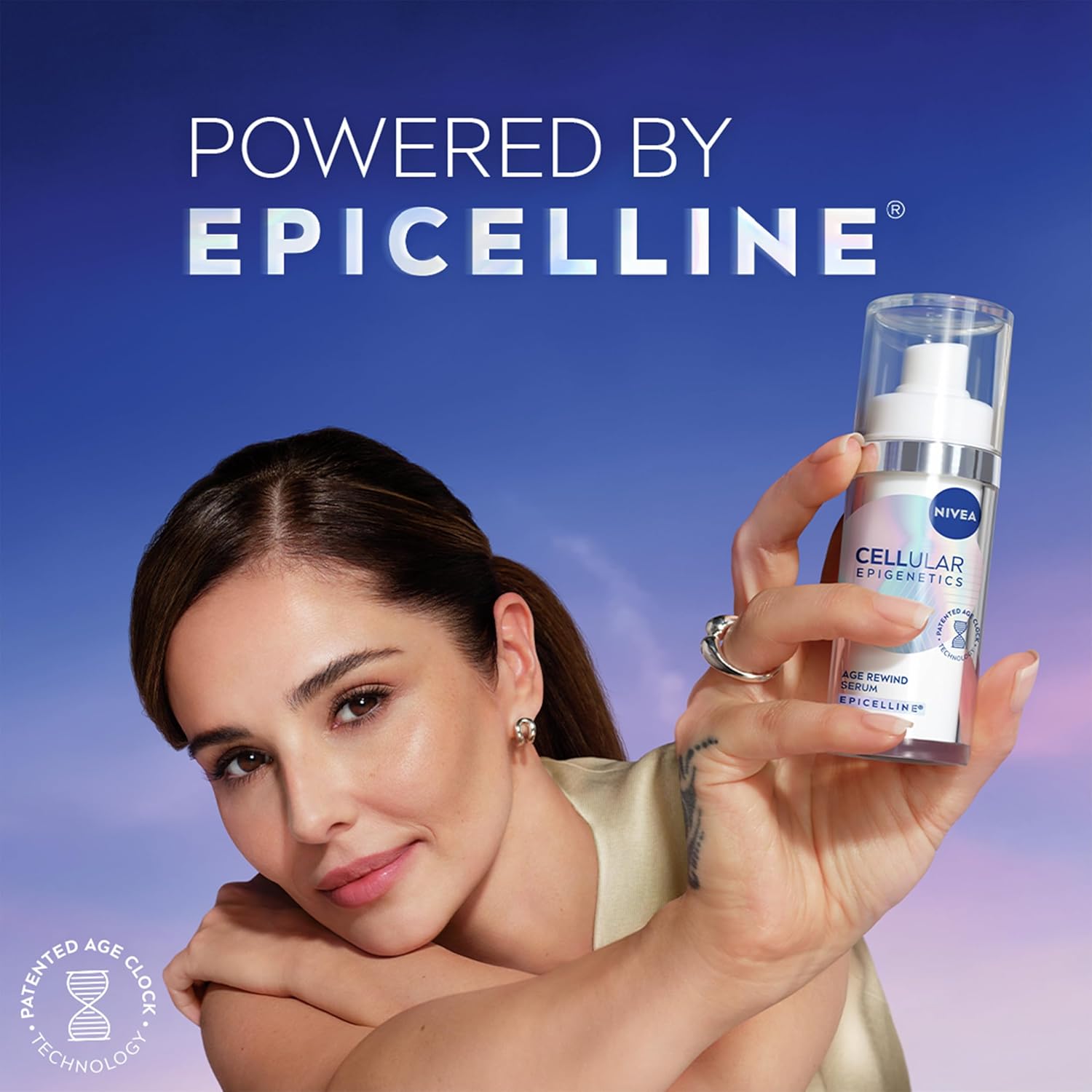 NIVEA CELLULAR Epigenetics Age Rewind Face Serum with Epicelline (30ml), Age Rewind Effect Hyaluronic Acid Serum for Firmer Skin, Anti-Wrinkle Face Moisturiser Formula with Triple Hyaluronic Acid Halalzen