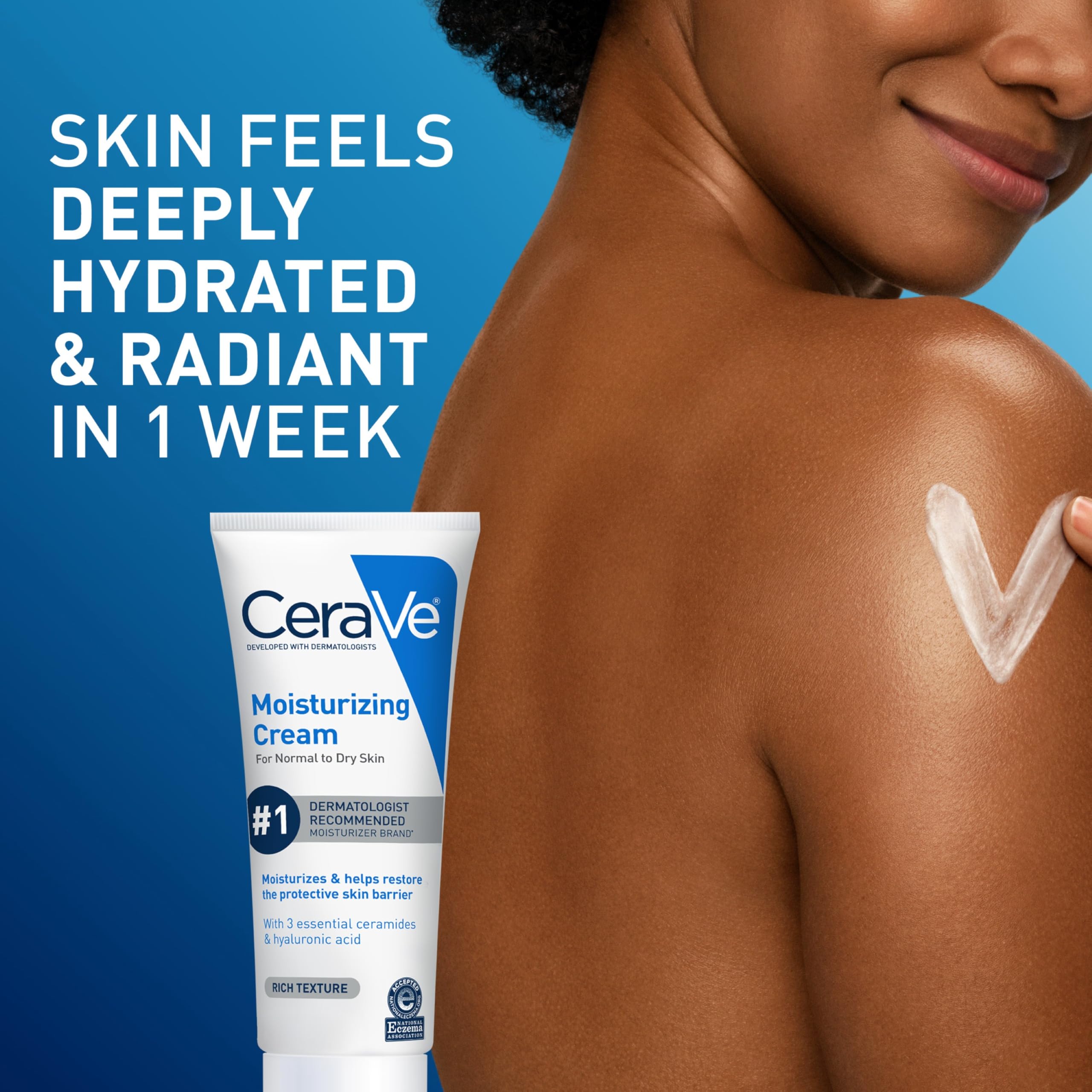 CeraVe Moisturizing Cream, Body and Face Moisturizer for Dry Skin, Body Cream with Hyaluronic Acid and Ceramides, Daily Moisturizer, Oil-Free, Fragrance Free, Non-Comedogenic, 19 Ounce Halalzen