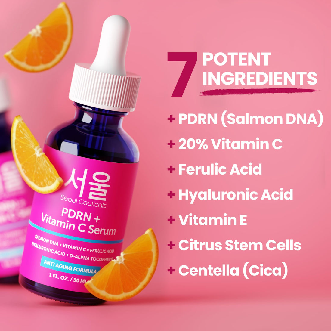 SeoulCeuticals Korean Skin Care 20% Vitamin C Hyaluronic Acid Serum + CE Ferulic Acid - Potent Anti Aging, Anti Wrinkle Korean Beauty 1oz Halalzen