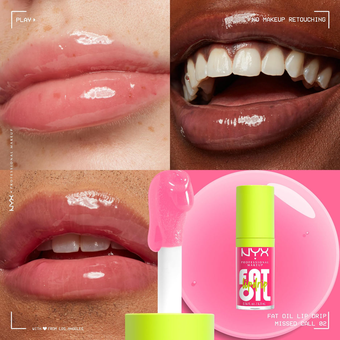 NYX Professional Makeup Lip Oil, Fat Oil Lip Drip, High Shine Tinted Gloss, 12hr Hydrating Lip Treatment with Squalane, Non-Sticky, Vegan, Shade: Missed Call