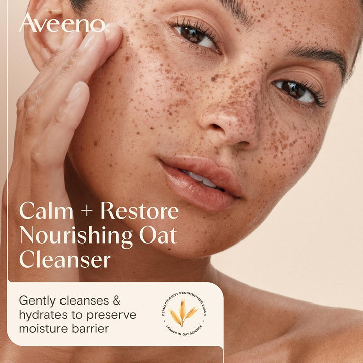 AVEENO Face CALM+RESTORE Nourishing Oat Cleanser (1x 200ml), Non-Foaming Face Care, Gentle Cleanser with Prebiotic Oat and Calming Feverfew, Helps Preserve Skin's Barrier, For Sensitive Skin Halalzen