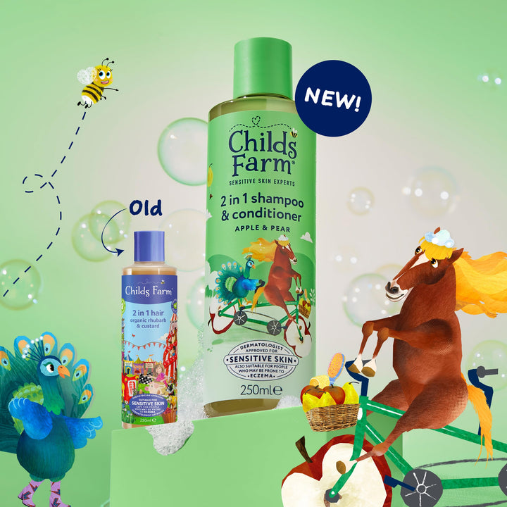Childs Farm 2 in 1 Hair Shampoo and Conditioner, Gentle Tear Free, Apple and Pear Fragrance, Children, Kids, Baby, 250ml Halalzen