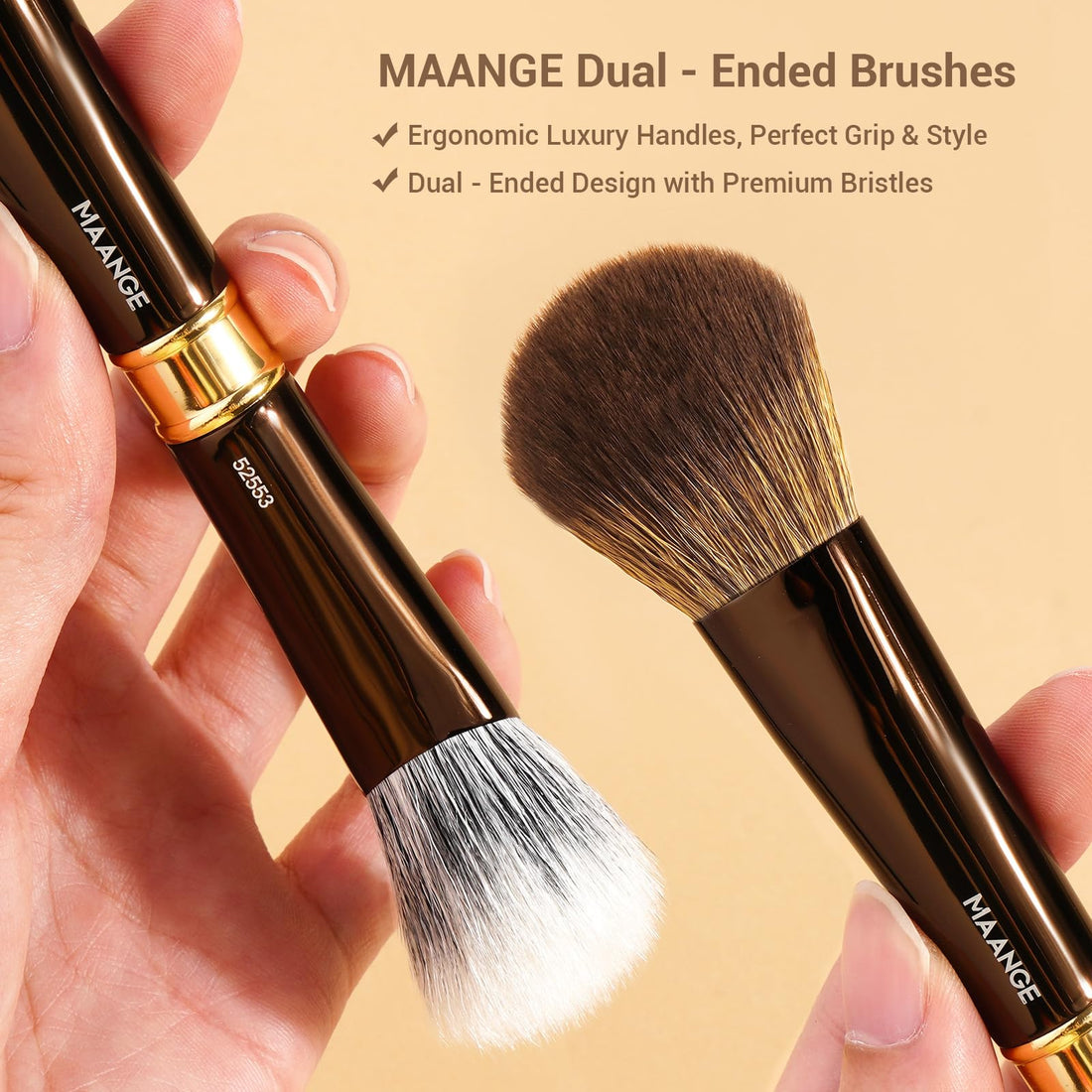 MAANGE Luxury 8-Piece Makeup Brush Set - Dual-Ended Makeup Brushes with 16-in-1 Functions & Mirror Case Professional Foundation, Eyeshadow, and Blush Brushes for Full Face Makeup Halalzen