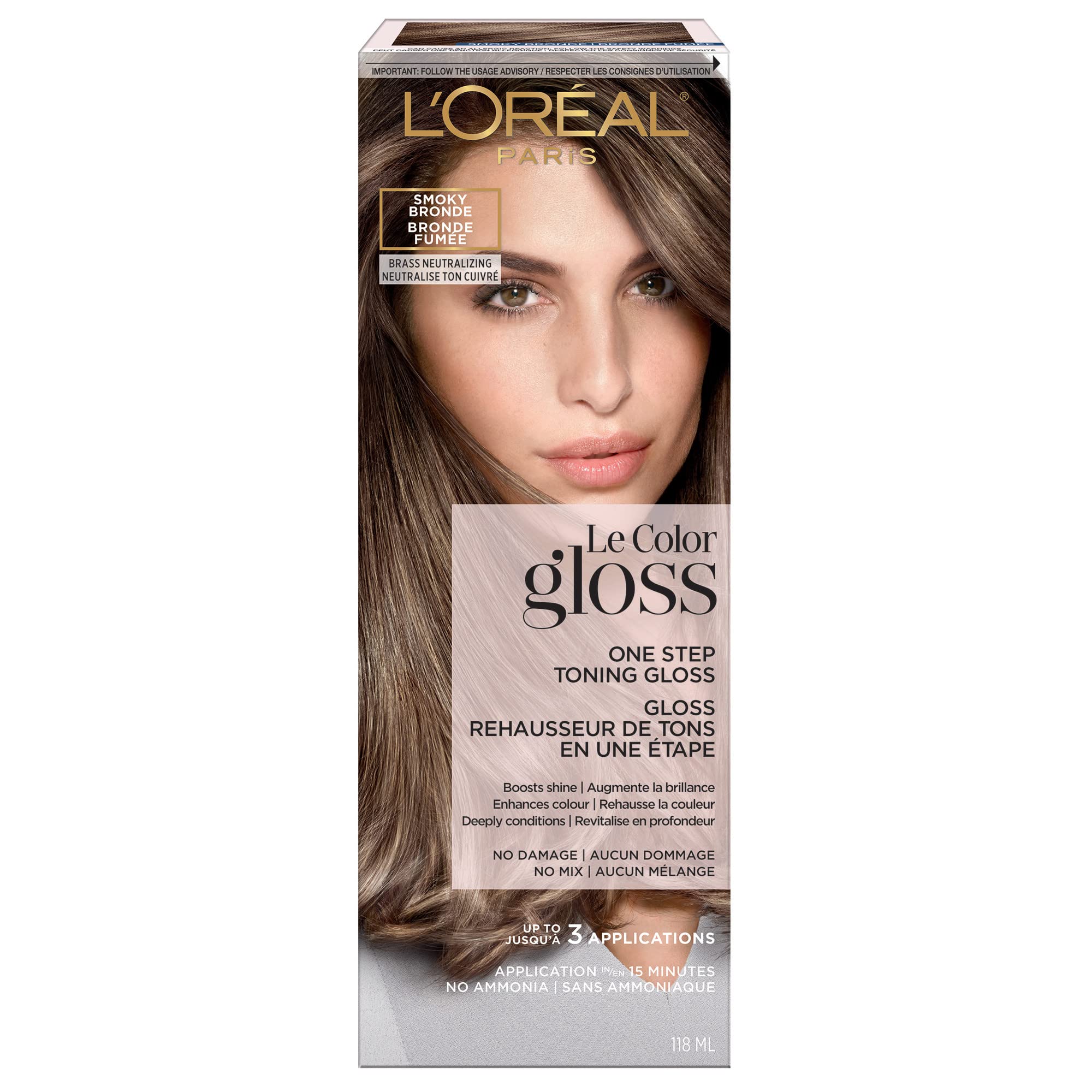 L’Oreal Paris Le Color Gloss One Step In-Shower Toning Hair Gloss for Bleached Hair, Neutralizes Brass, Conditions & Boosts Shine, Platinum Pearl, 4 Ounce