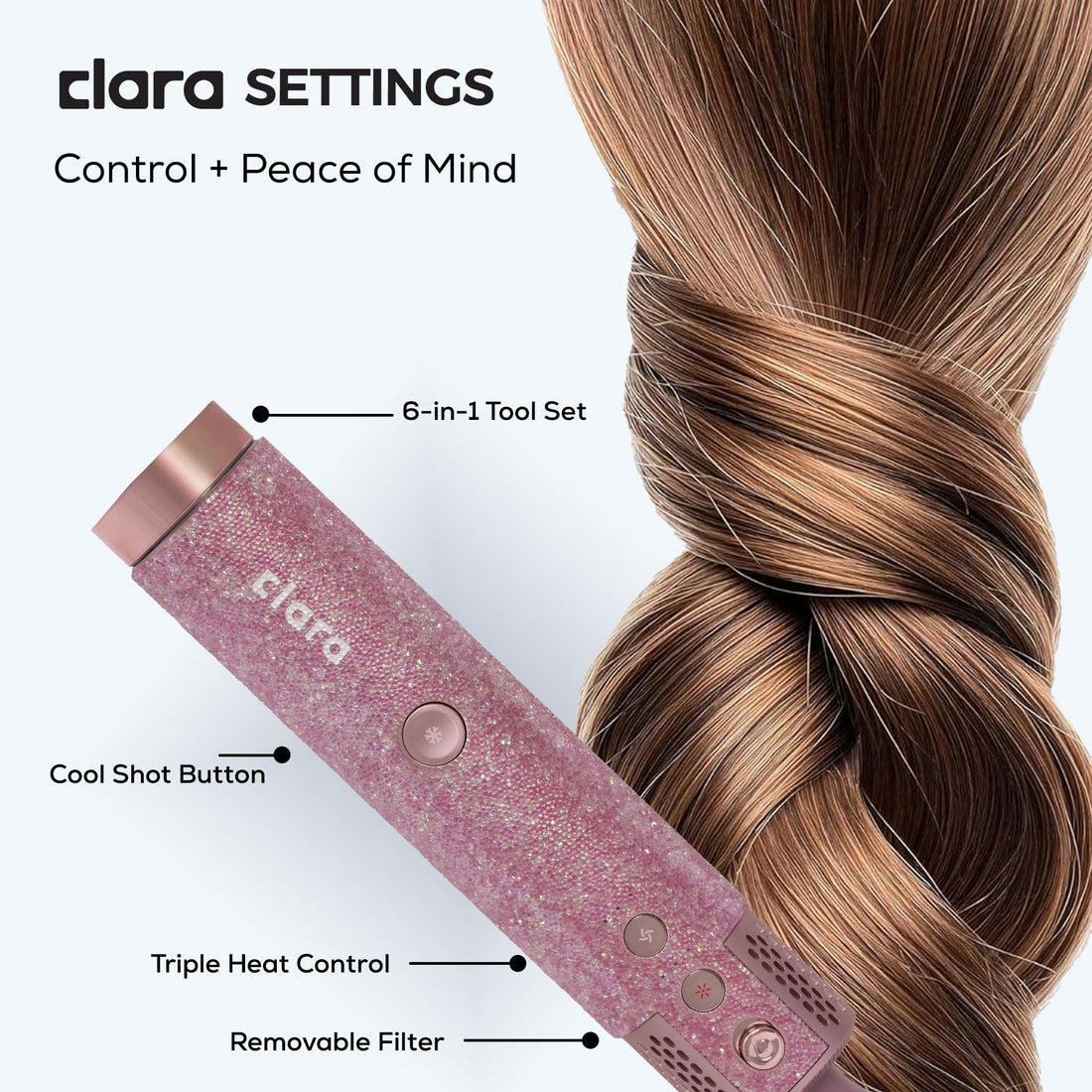 Clara 6-in-1 Gold Multi Styler with Auto-Wrap Curlers, Hair Dryer, & Brush (Round & Oval) for All Hair Types – 1500W Ionic Styling Tool for Frizz-Free Waves & Salon Blowouts Halalzen