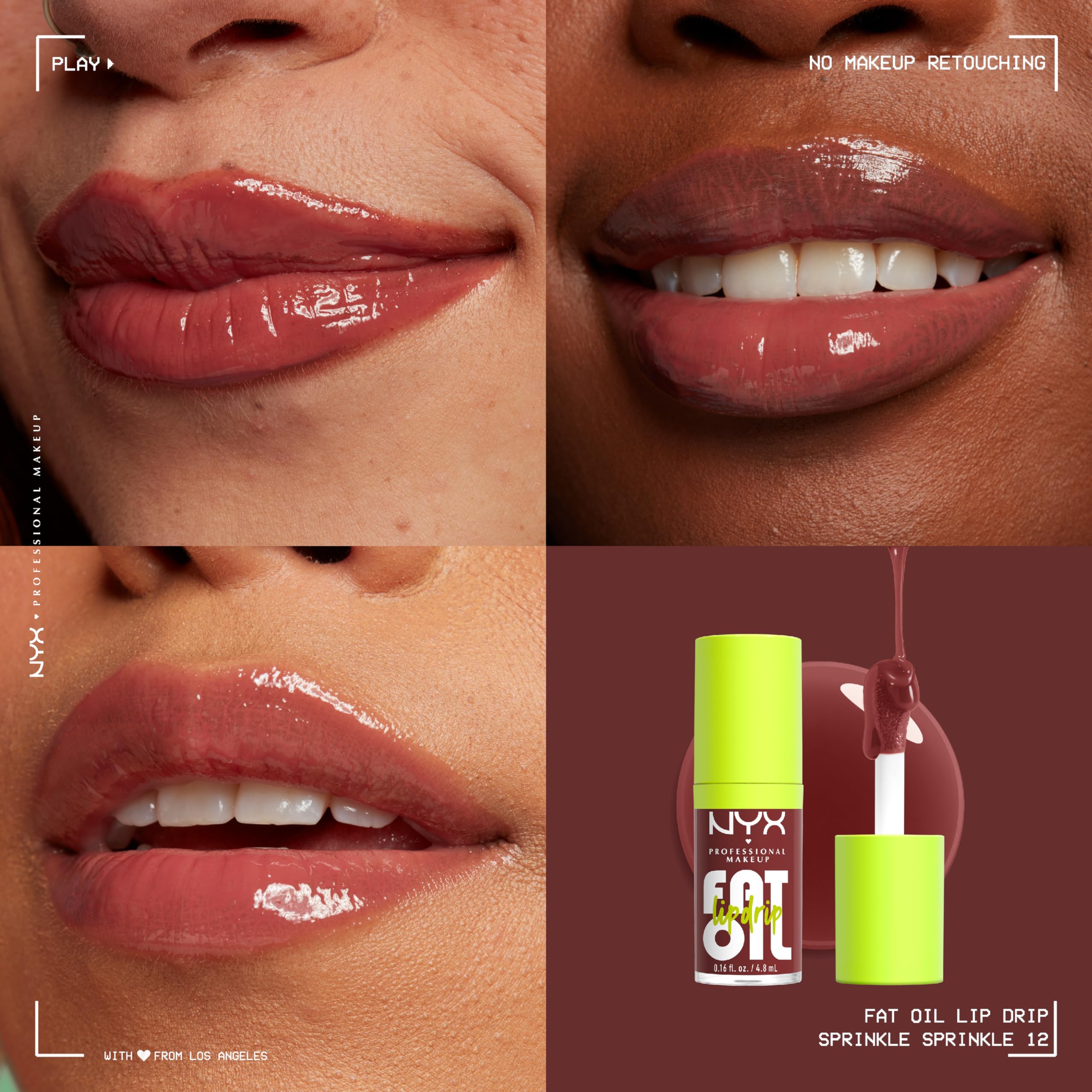 NYX PROFESSIONAL MAKEUP Fat Oil Lip Drip, Moisturizing Lip Oil Gloss, Vegan Tinted Formula, Up to 12 HR Hydration - My Main (Clear) Halalzen