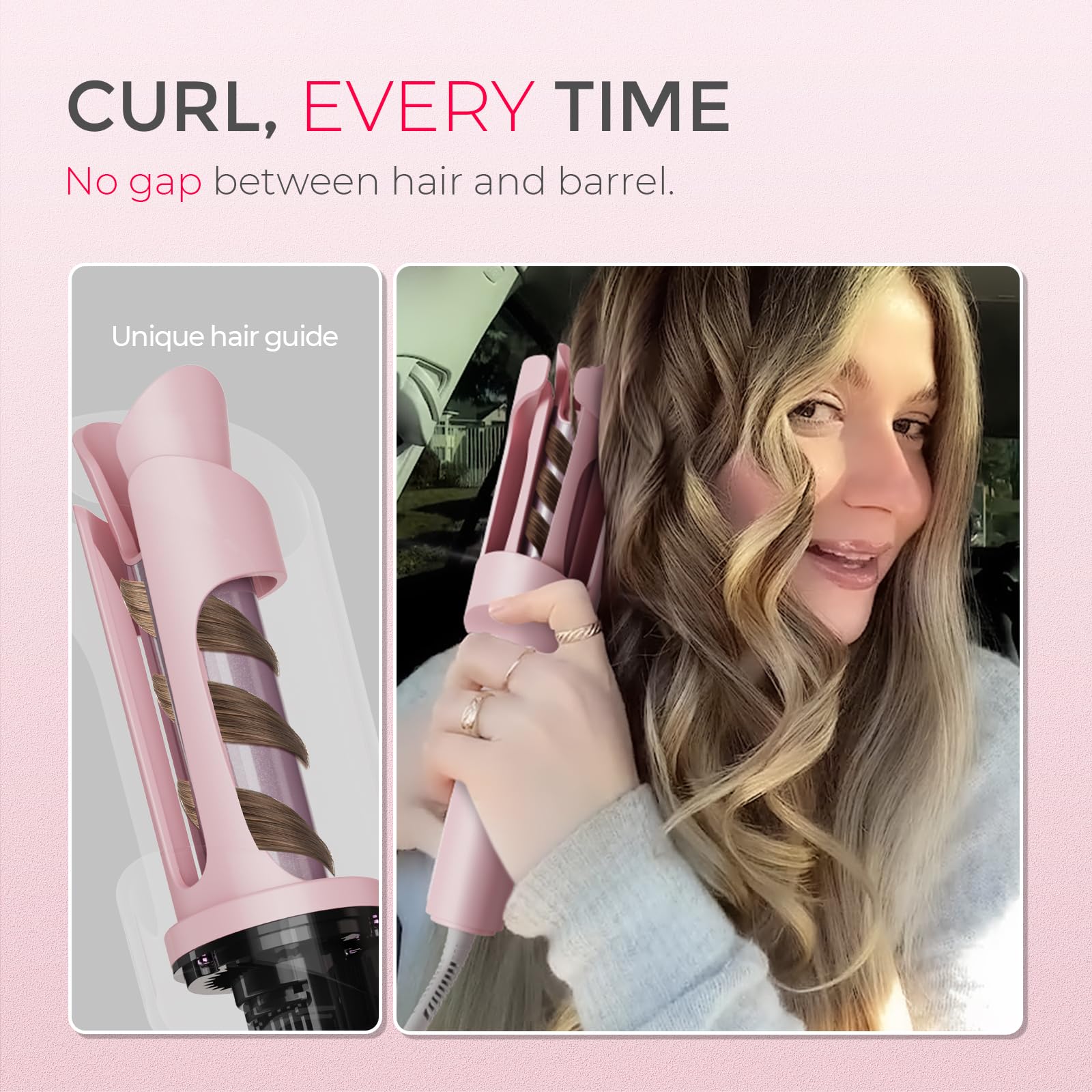 TYMO Hair Curler Automatic Rotating - CURLPRO, Beach Waves Curling Wand, Anti-Scald Curling Iron, Portable 500 Million Ionic, Dual Voltage & Lightweight for Travel, Ceramic Coating, Gray 1.25 inch Halalzen