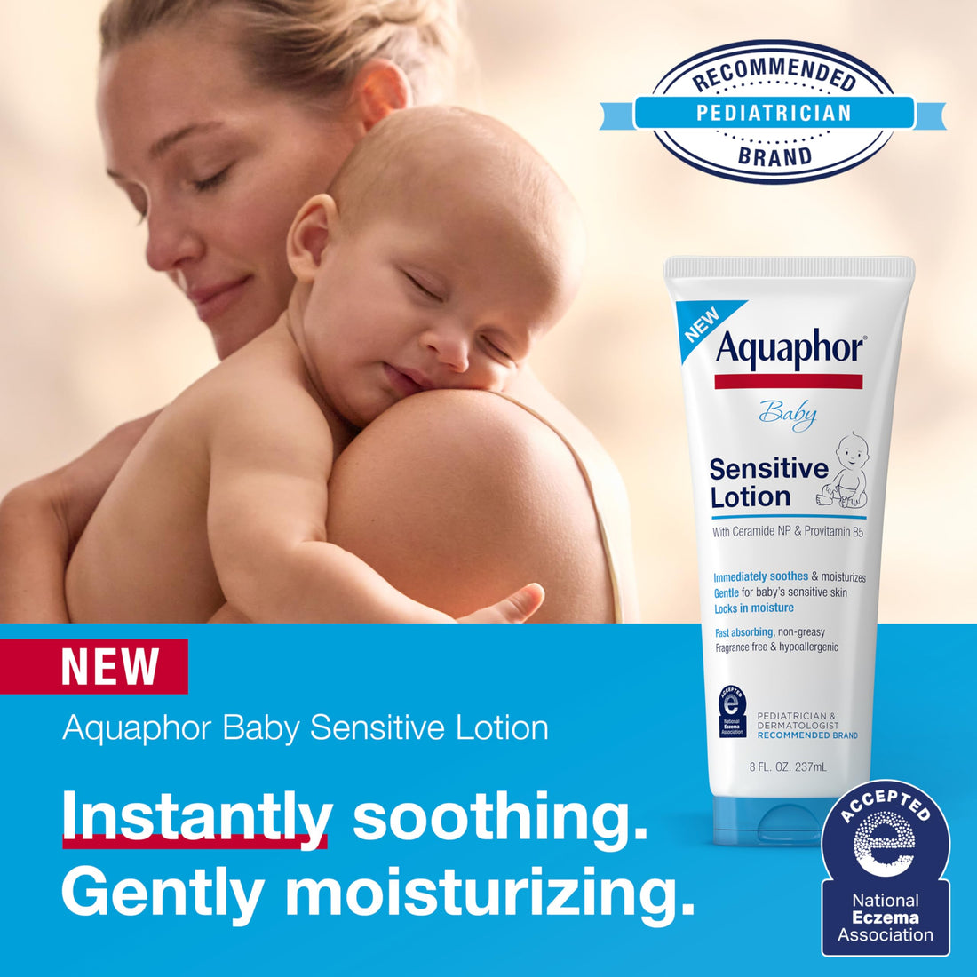 Aquaphor Baby Sensitive Lotion, Baby Lotion to Soothe and Moisturize Delicate Skin, 8 Oz Halalzen