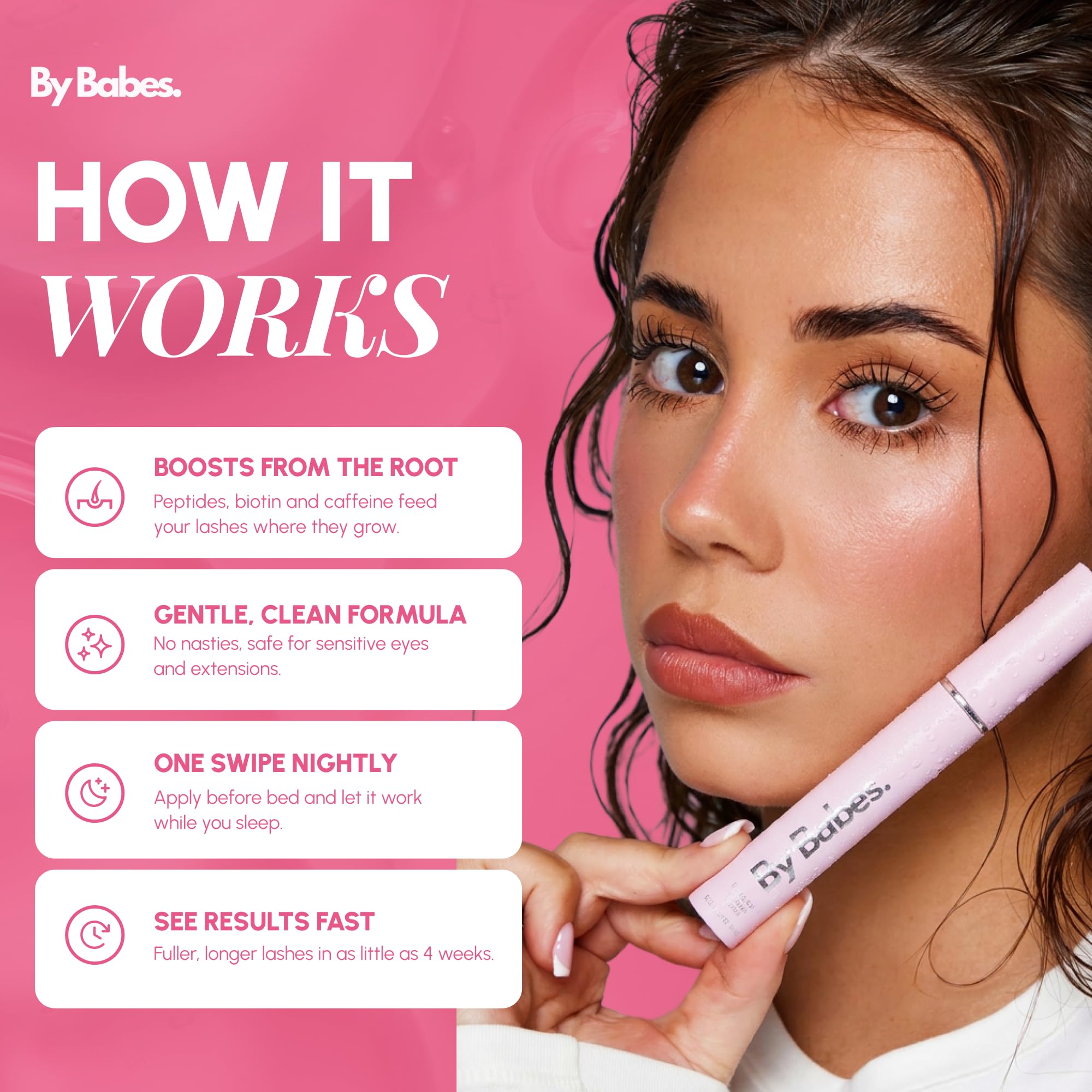 ByBabes Lash CEO Eyelash Growth Serum | Prostaglandin-Free Rapid Brow & Lash Serum For Growth, Lift & Thickness | See Fuller Looking, Healthier Eyebrows & Eyelashes In 4-6 Weeks | UK Made