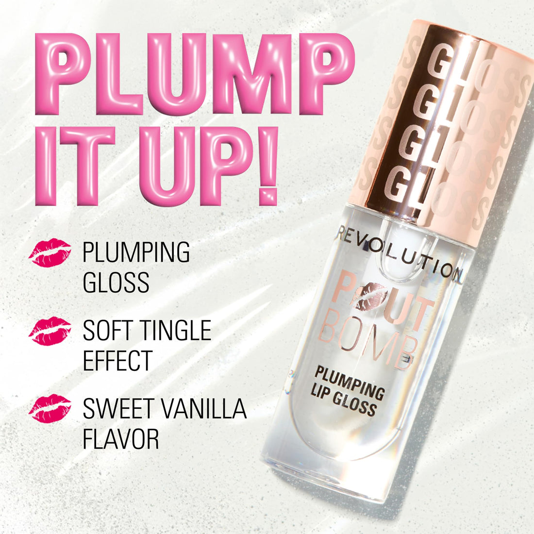 Revolution Beauty, Pout Bomb Plumping Lip Gloss, High-Shine for Glossy, Fuller & Plump Lips with Hyaluronic Acid & Peptides, Vegan & Cruelty-Free, Sheer Milky Nude Halalzen