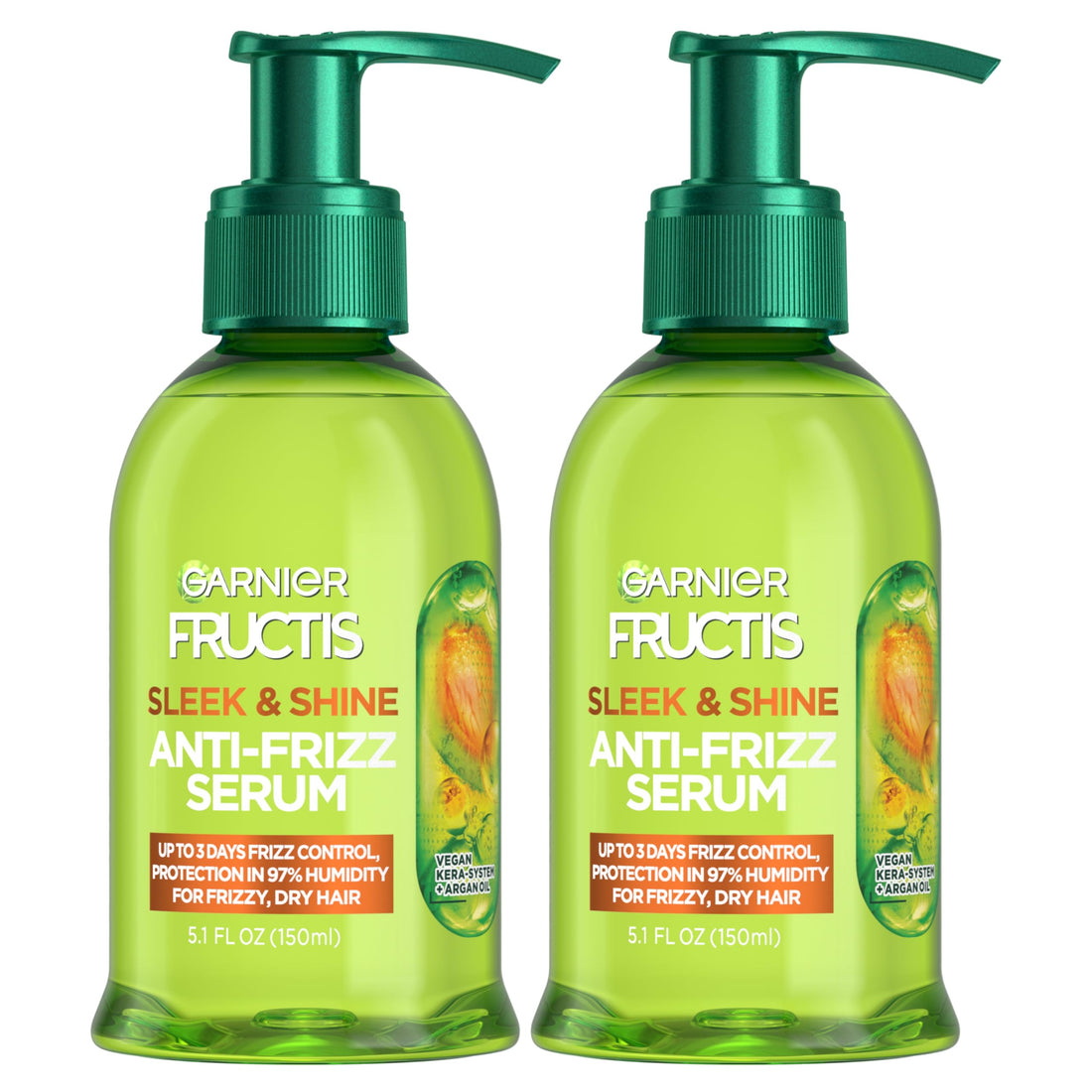 Garnier Fructis Sleek & Shine Anti-Frizz Serum for Frizzy, Dry Hair, Argan Oil, 5.1 Fl Oz, 1 Count (Packaging May Vary) Halalzen