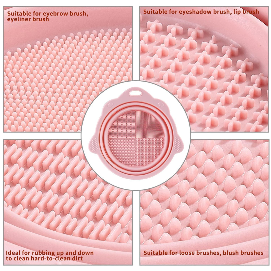 Foldable Silicone Makeup Brush Cleaner Mat Pad Bowl Makeup Kits Cleaning Tool for Makeup Brushes Sponges Powder Puffs(Beige) Halalzen