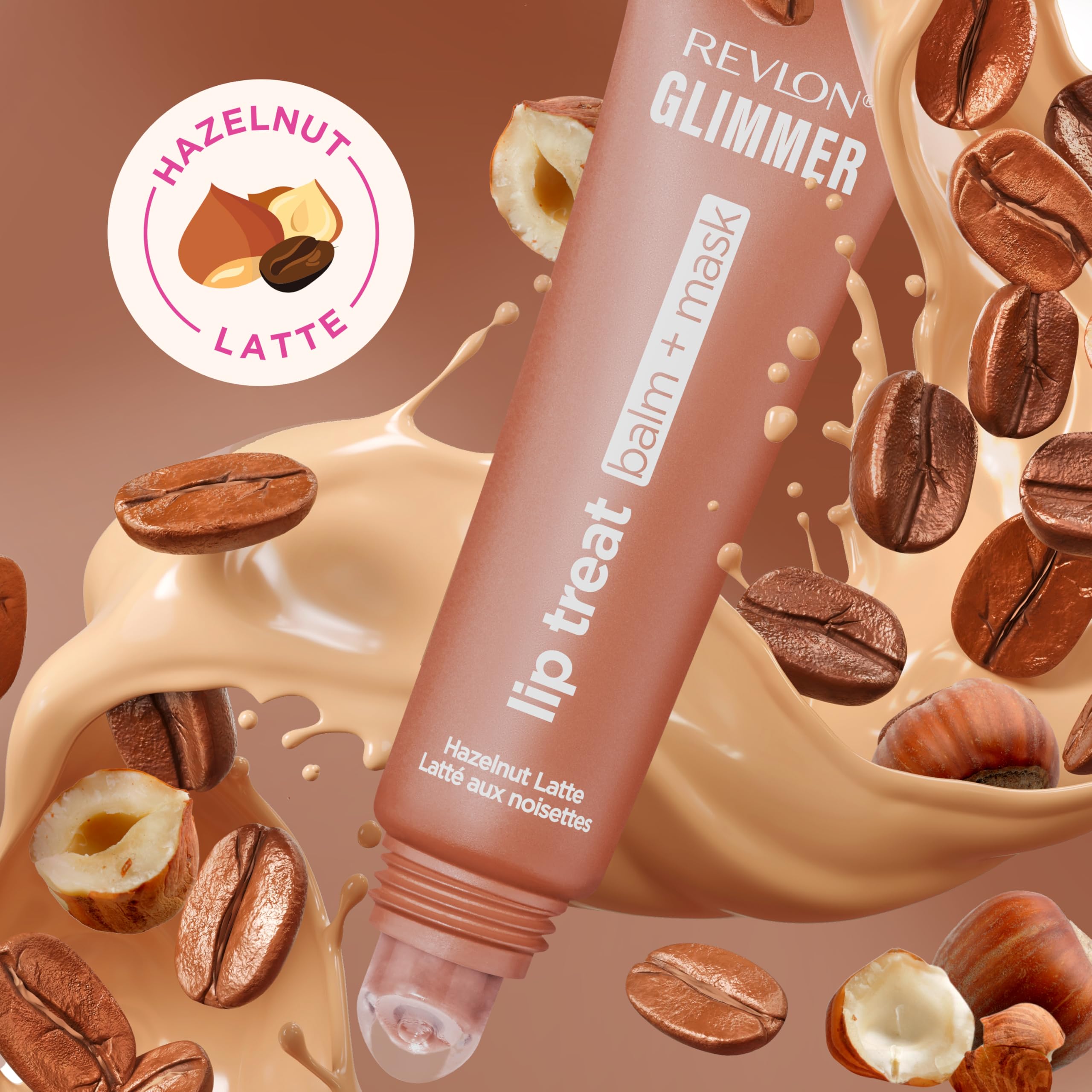 Revlon Glimmer Lip Treat Balm + Mask, Overnight Peptide Lip Treatment, Hydrating, 006 Hazelnut Latte, 0.4 fl oz Halalzen