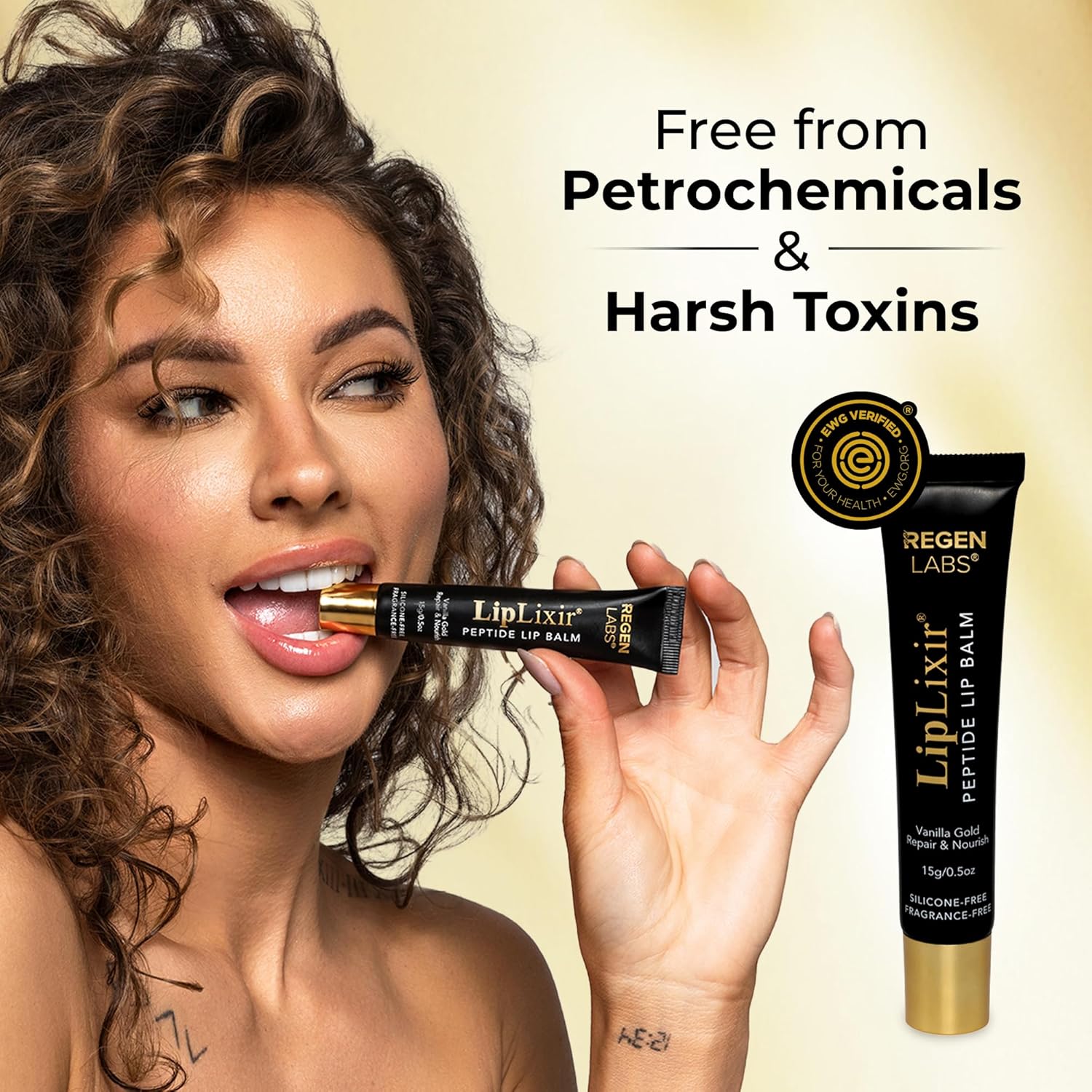 LipLixir Non Toxic Peptide Lip Balm – EWG® VERIFIED, All-Natural, Ultra-Clean, Hydrating, Doctor Approved Lip Gloss – Fragrance-Free with Shea, Cocoa & Coconut Oil, (Reformulated Thicker Formula) Halalzen