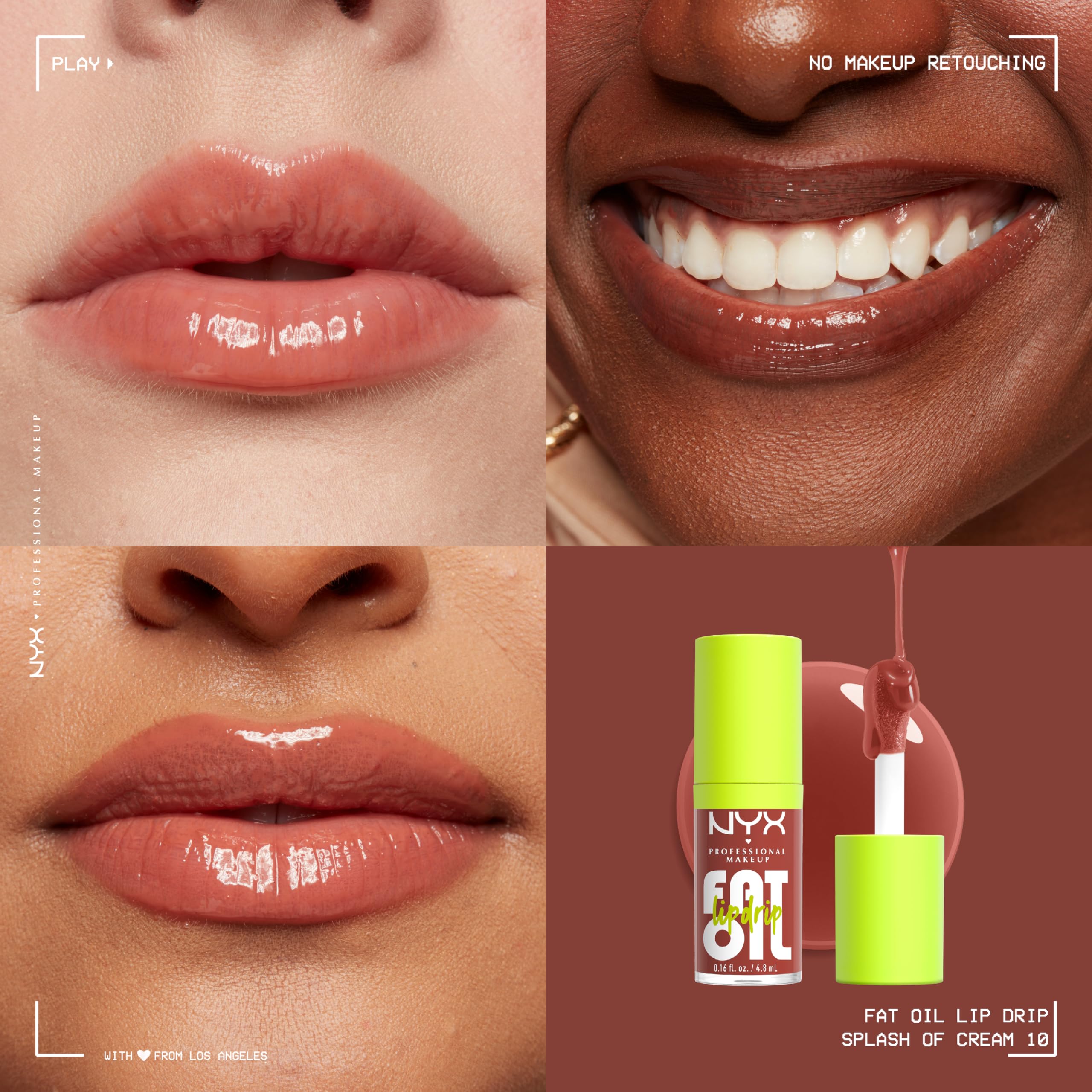 NYX PROFESSIONAL MAKEUP Fat Oil Lip Drip, Moisturizing Lip Oil Gloss, Vegan Tinted Formula, Up to 12 HR Hydration - My Main (Clear) Halalzen