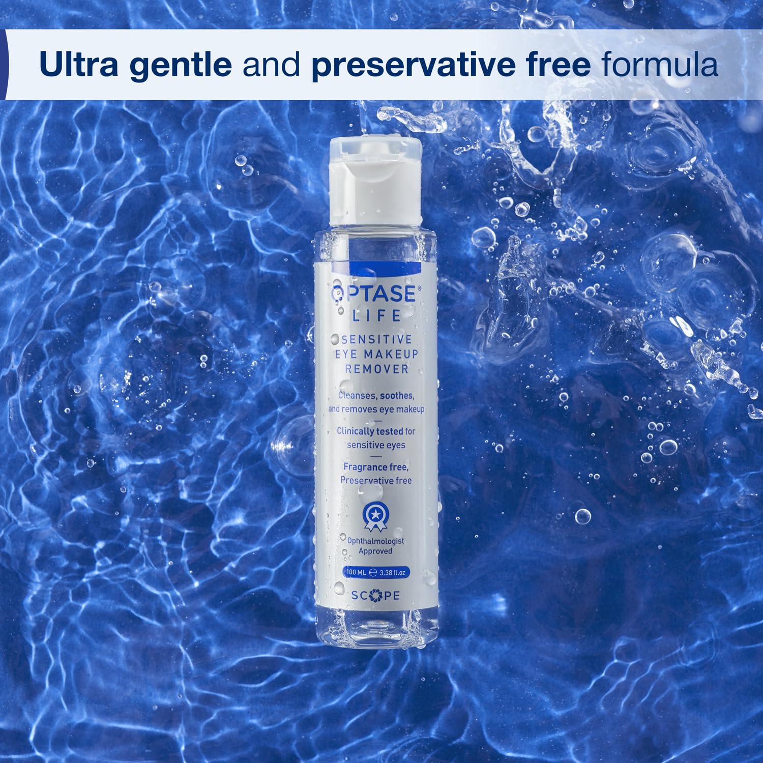 Optase Life Sensitive Eye Makeup Remover - Oil-Free and Non-Greasy Cleanser - Formulated for Sensitive Eyes - Ophthalmologist Approved - 100ml Halalzen