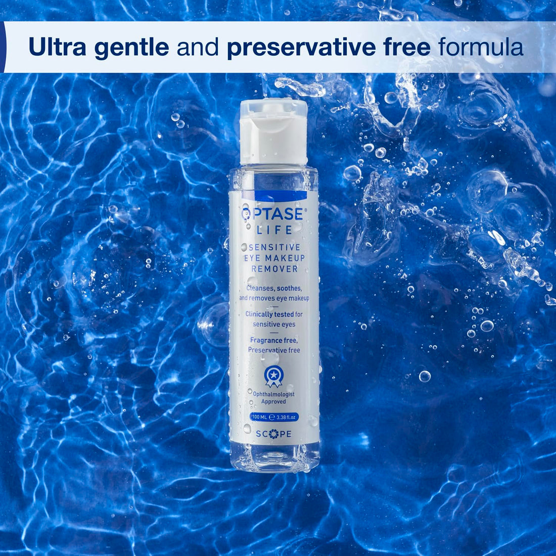Optase Life Sensitive Eye Makeup Remover - Oil-Free and Non-Greasy Cleanser - Formulated for Sensitive Eyes - Ophthalmologist Approved - 100ml Halalzen