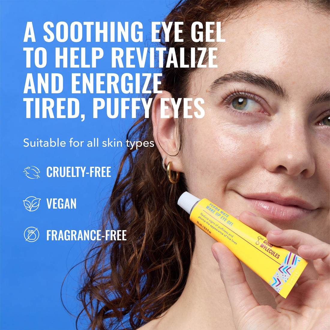 Good Molecules Yerba Mate Wake Up Eye Gel - Hydrating Under Eye Gel Cream with Hyaluronic Acid and Caffeine - Target Dark Circles and Puffiness - Skin Care for Face Halalzen