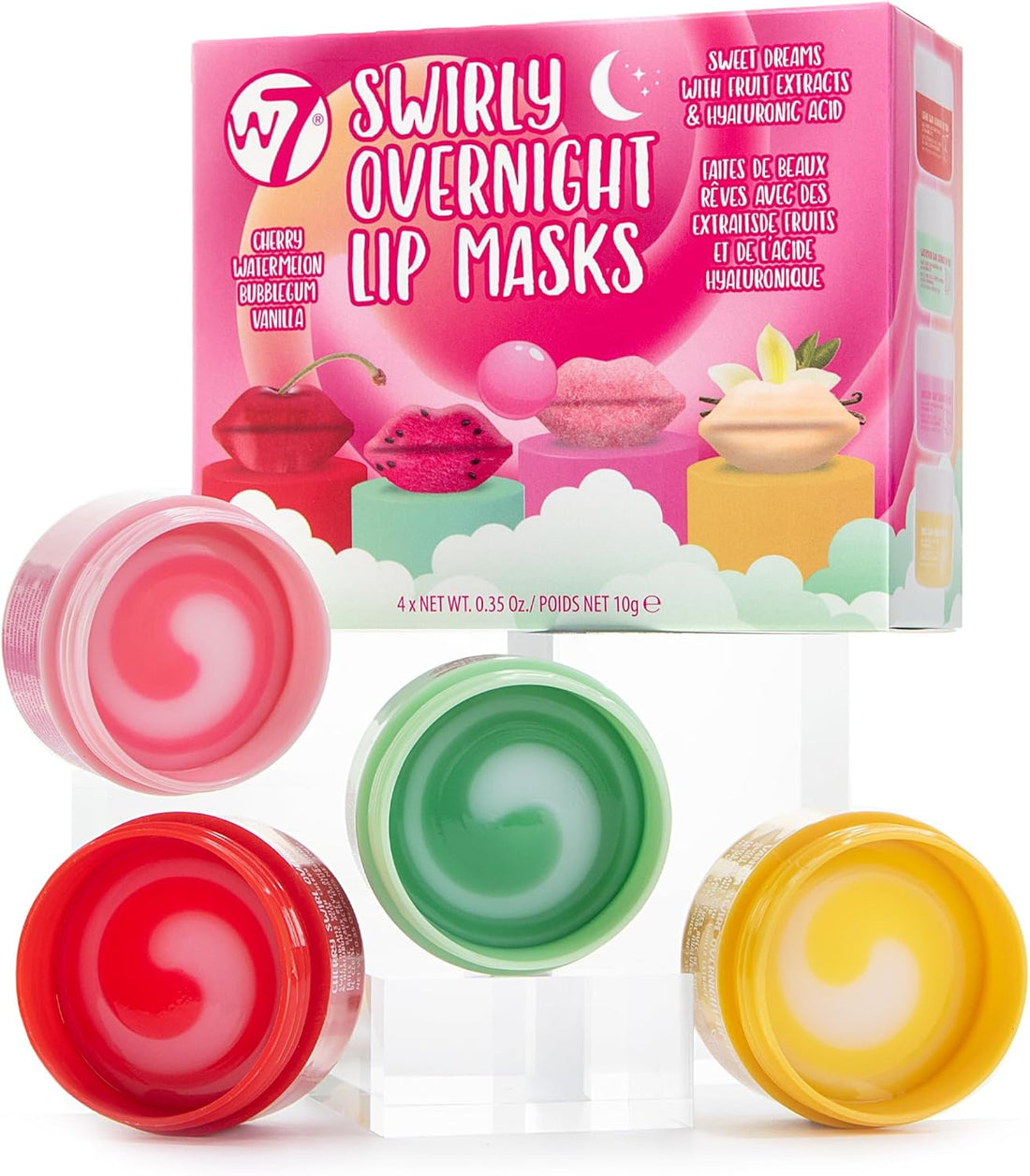 W7 Sweet Dreams Swirly Overnight Lip Mask - Cherry, Watermelon, Bubblegum & Vanilla - Lip Treatments Halalzen