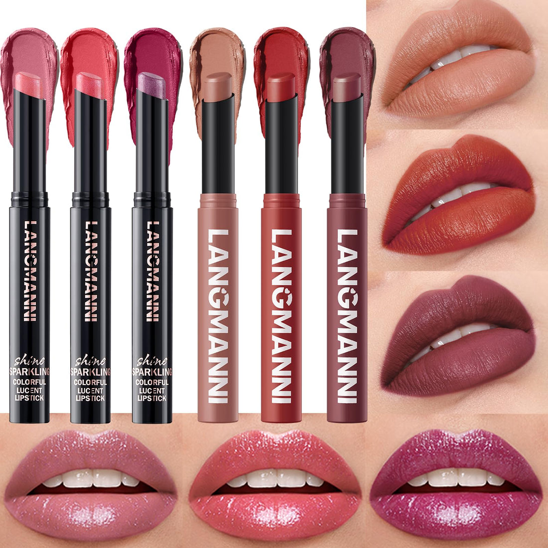 12Pcs Velvet Matte Lipstick Nude Matte Soft Dark Color Stick High Pigmented Long-Lasting Waterproof Lip Stick Lip Balm Beauty Cosmetics Gift for Women(01#-12#)