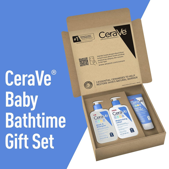 CeraVe Baby Bath Set, 8oz Wash & Shampoo + 8oz Moisturizing Lotion + 3oz Healing Ointment, Fragrance, Parabens, Phthalates, & Tear Free Baby Bath Essentials Halalzen
