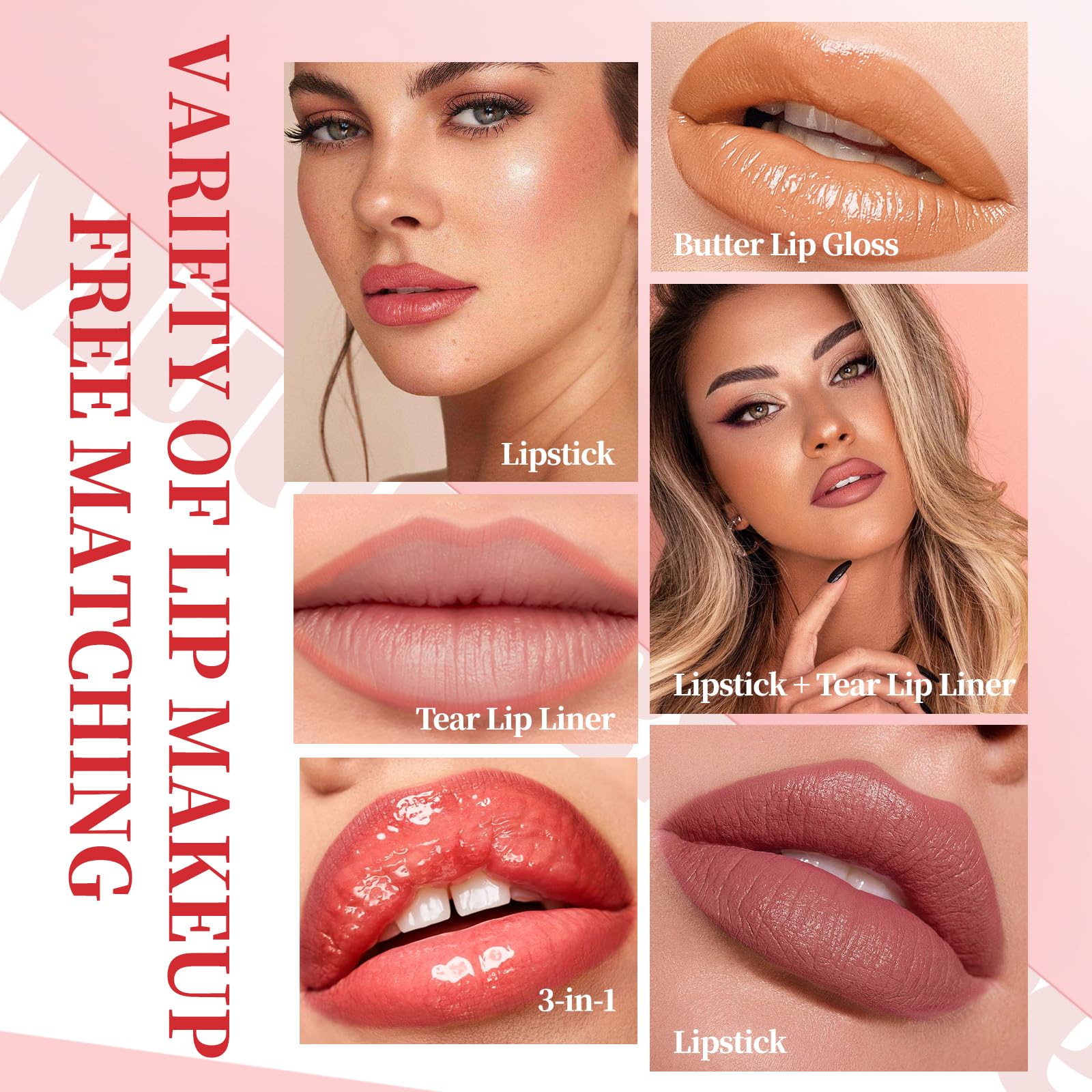 3PCS Matte Liquid Lipstick Lip Gloss & Liner Set - All-IN-One Lip Kit, Velvety Nude Color, Waterproof Make Up Set (# 03) Halalzen