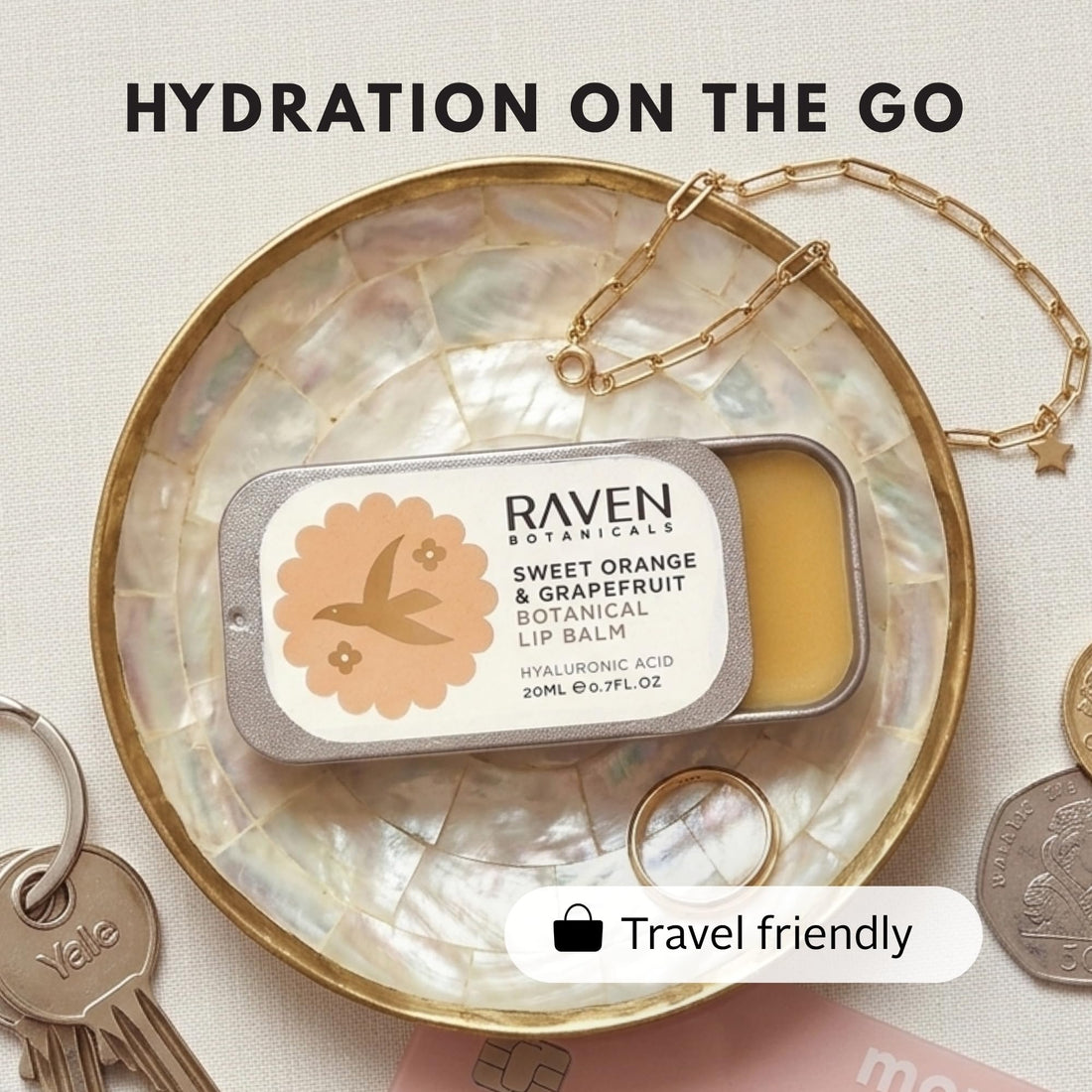 Raven Botanicals Natural Lip Balm Treatment, Hydration and Barrier Support, Organic Plant Extract Formula – Botanical Lip Balm 20ml (Rose Geranium)