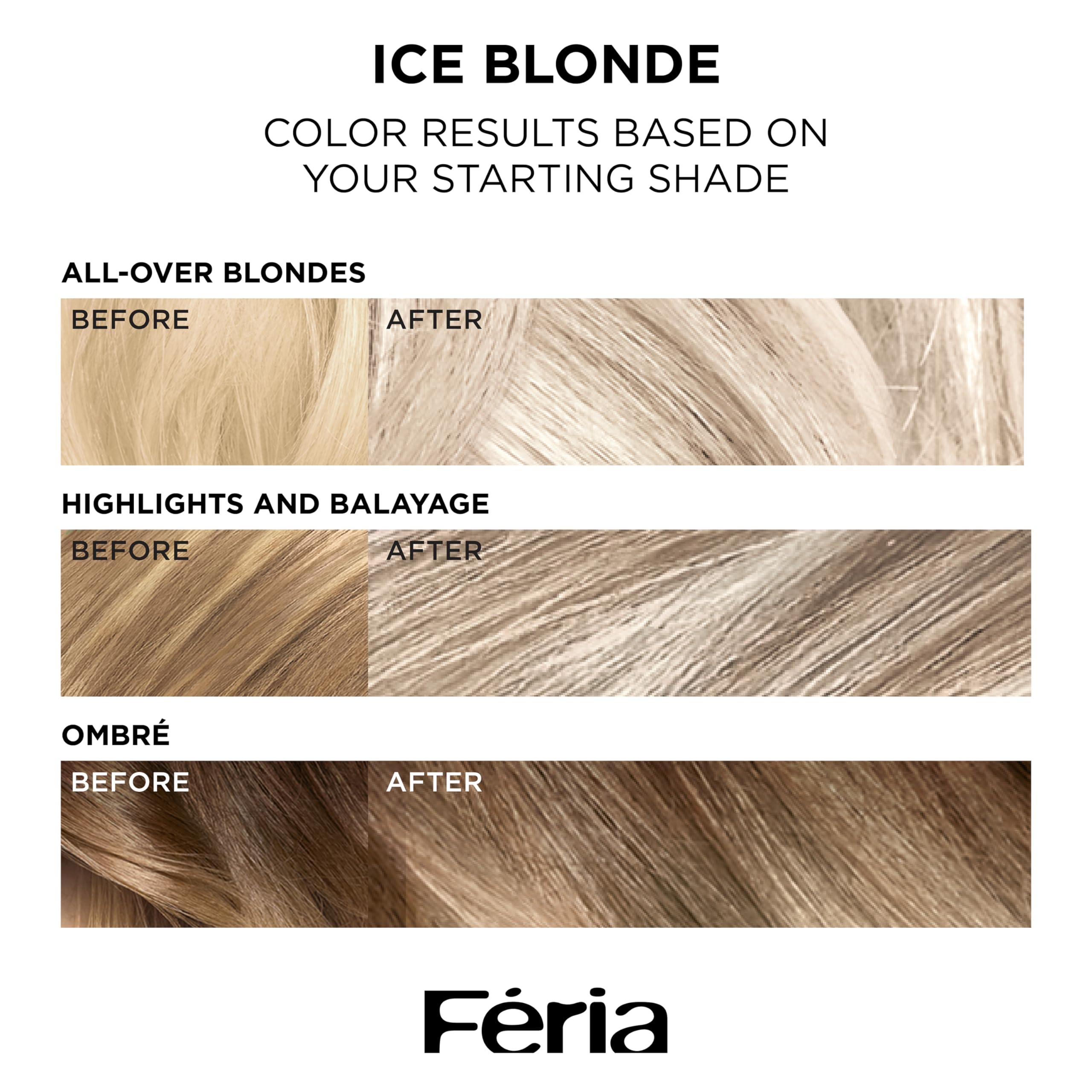 L’Oreal Paris Feria Long-Lasting Anti Brass Power Hair Toner, Ammonia Free Demi Permanent Hair Color, Ice Blonde Hair Toner, 1 Application