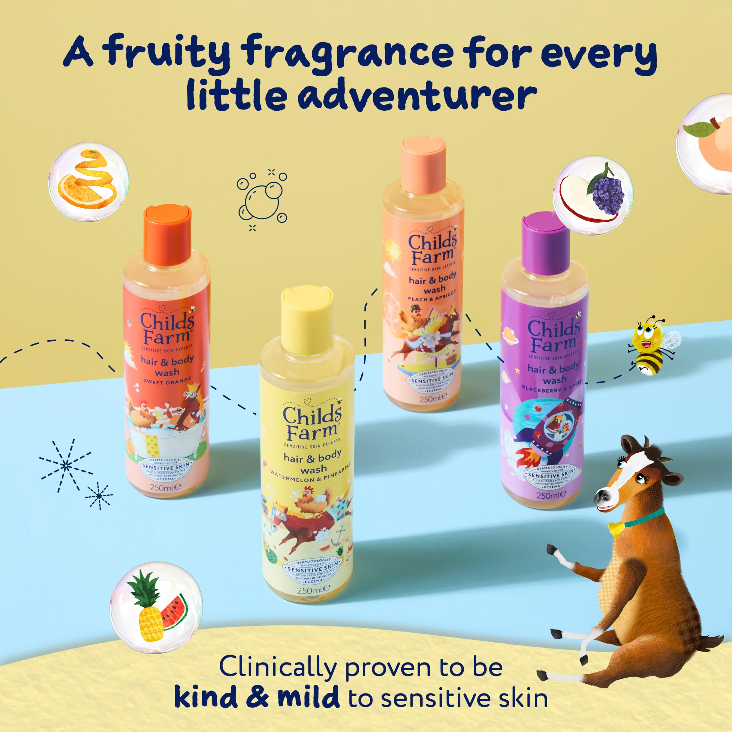 Childs Farm Kids 3 in 1 Swim, Strawberry & Mint - Body Wash, Shampoo & Conditioner | Tear-free | Suitable for Dry, Sensitive Skin, 250ml