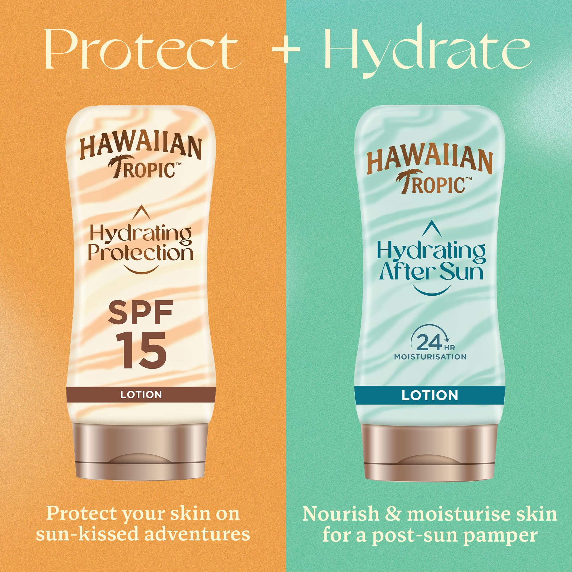 Hawaiian Tropic Hydrating Protection Sunscreen Lotion, Water Resistant SPF 30 UVA Plus UVB Protection Suncream, 12-Hour Moisturising Sun Lotion with Cocoa and Shea Butter, 180 ml