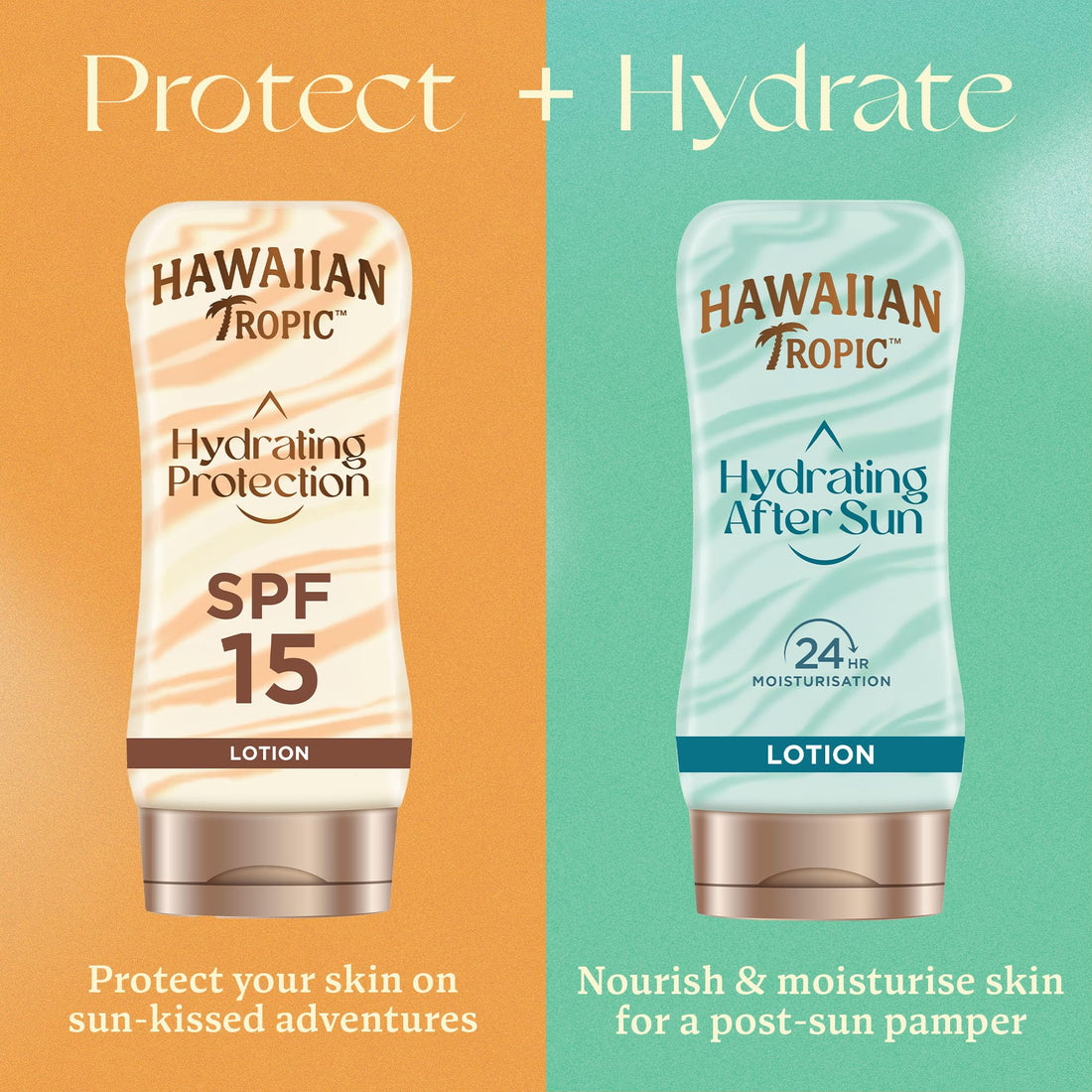 Hawaiian Tropic Hydrating Protection Sunscreen Lotion, Water Resistant SPF 30 UVA Plus UVB Protection Suncream, 12-Hour Moisturising Sun Lotion with Cocoa and Shea Butter, 180 ml