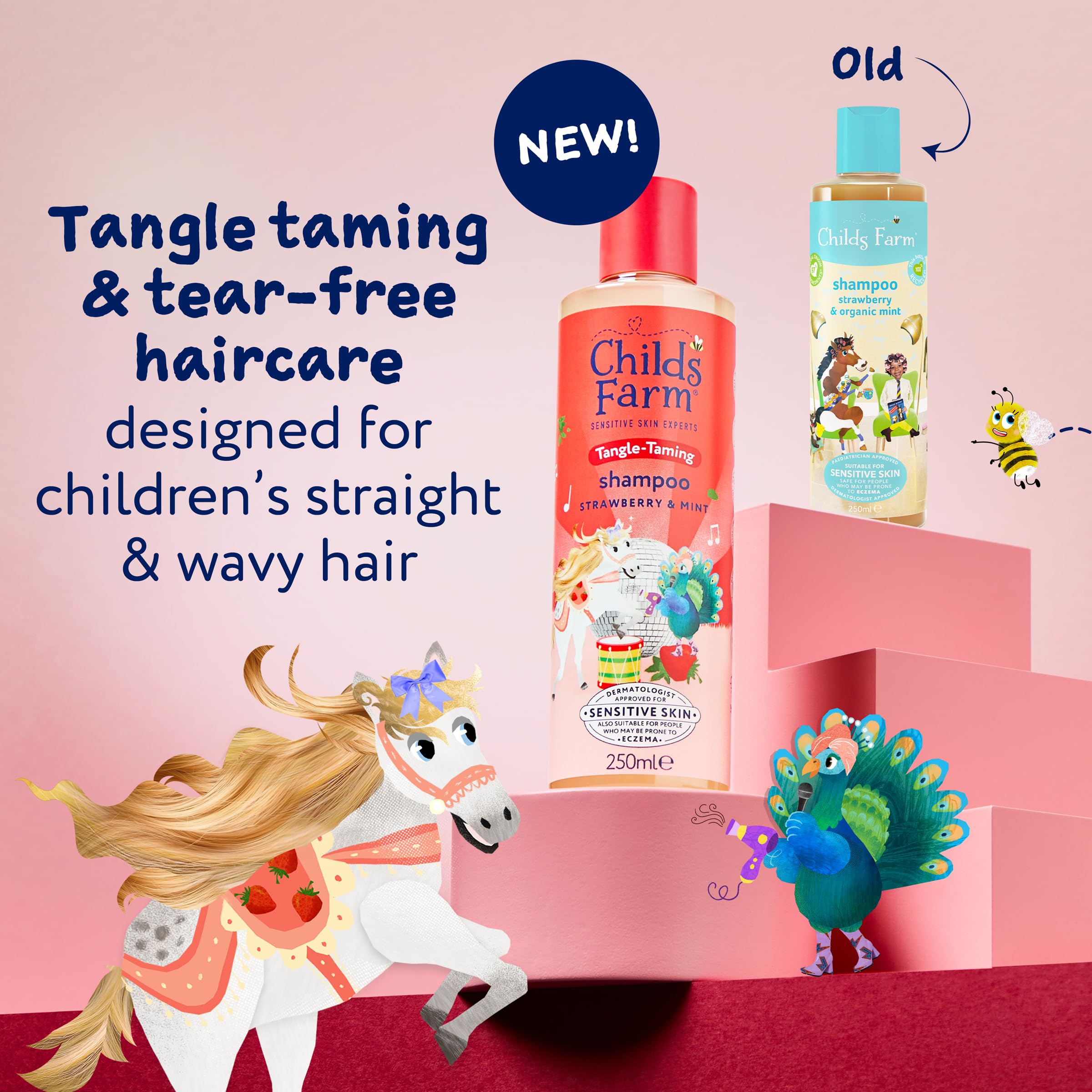 Childs Farm Tangle Taming Conditioner, Straight or Wavy Hair, Gentle, Tear Free, Strawberry and Mint, Kids, Baby, 250ml