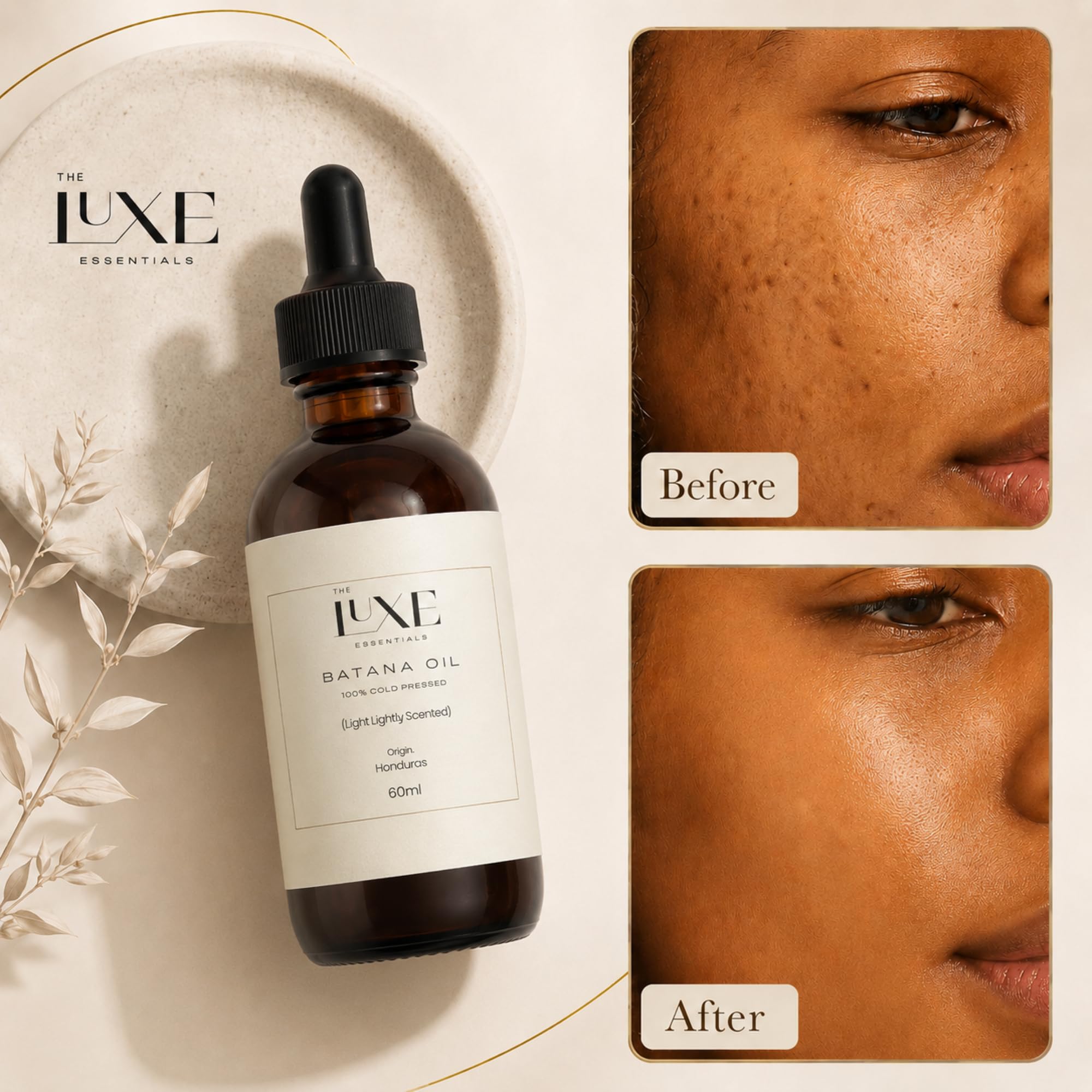 Cold Pressed Batana Oil for Hair Growth | Pure & Unrefined Natural Hair Oil, Beard & Skin Oil | Lightweight, Fast-Absorbing Moisturiser | Raw, Organic & Ethically Sourced (60 ML, Light Scented)