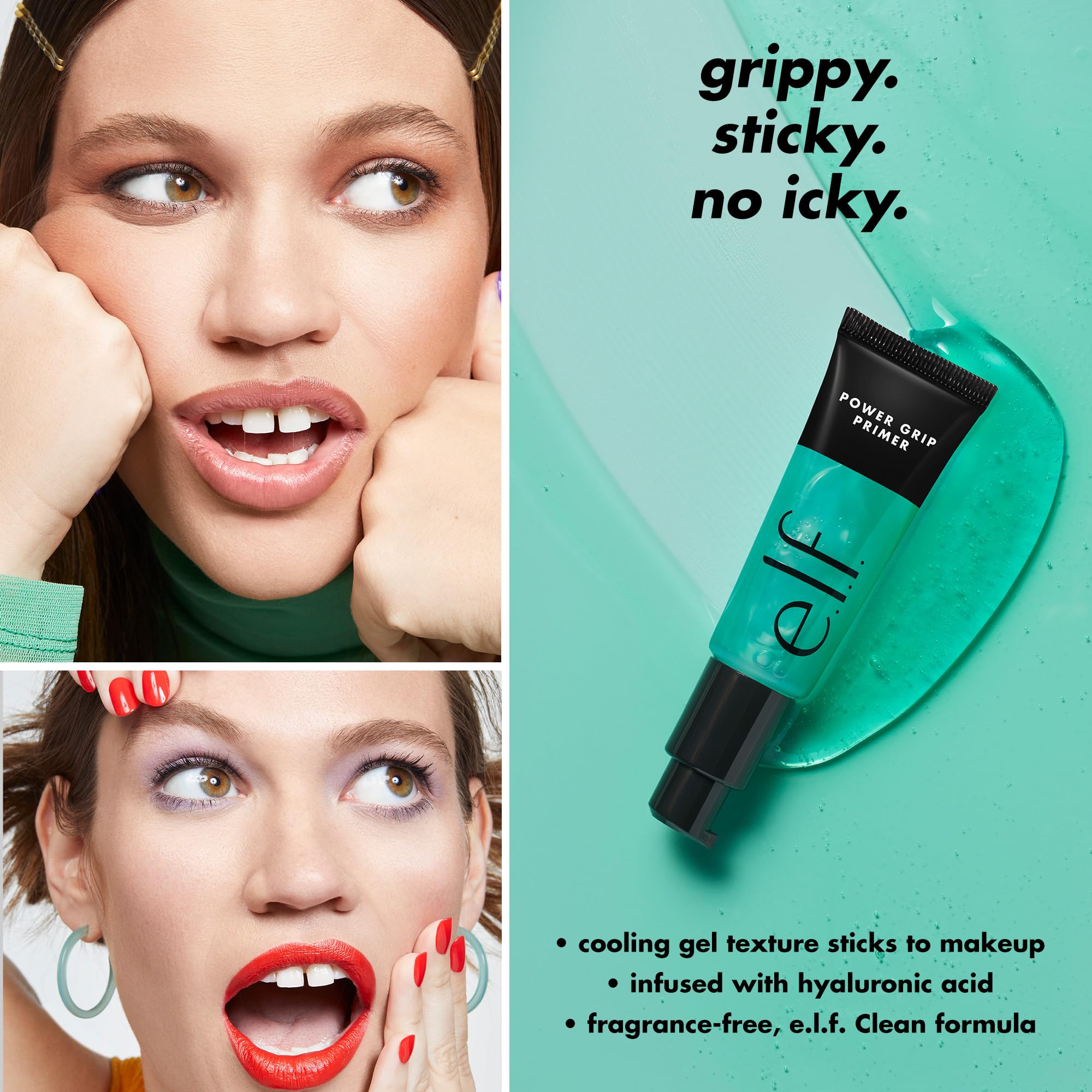 e.l.f. Power Grip Primer, Gel-Based & Hydrating Face Primer For Smoothing Skin & Gripping Makeup, Moisturizes & Primes, 0.811 Fl Oz (24 ml.) Halalzen
