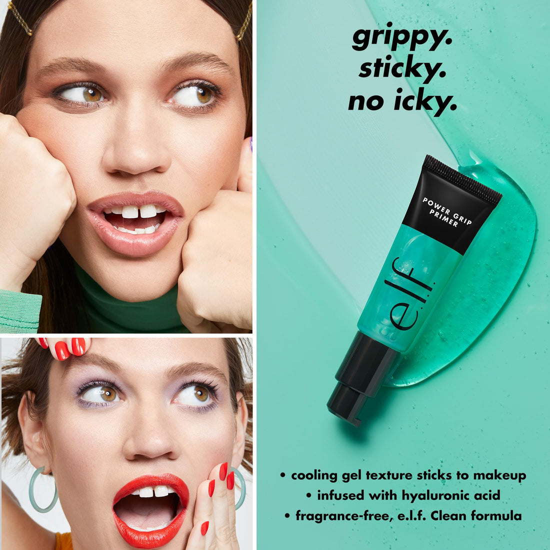 e.l.f. Power Grip Primer, Gel-Based & Hydrating Face Primer For Smoothing Skin & Gripping Makeup, Moisturizes & Primes, 0.811 Fl Oz (24 ml.) Halalzen