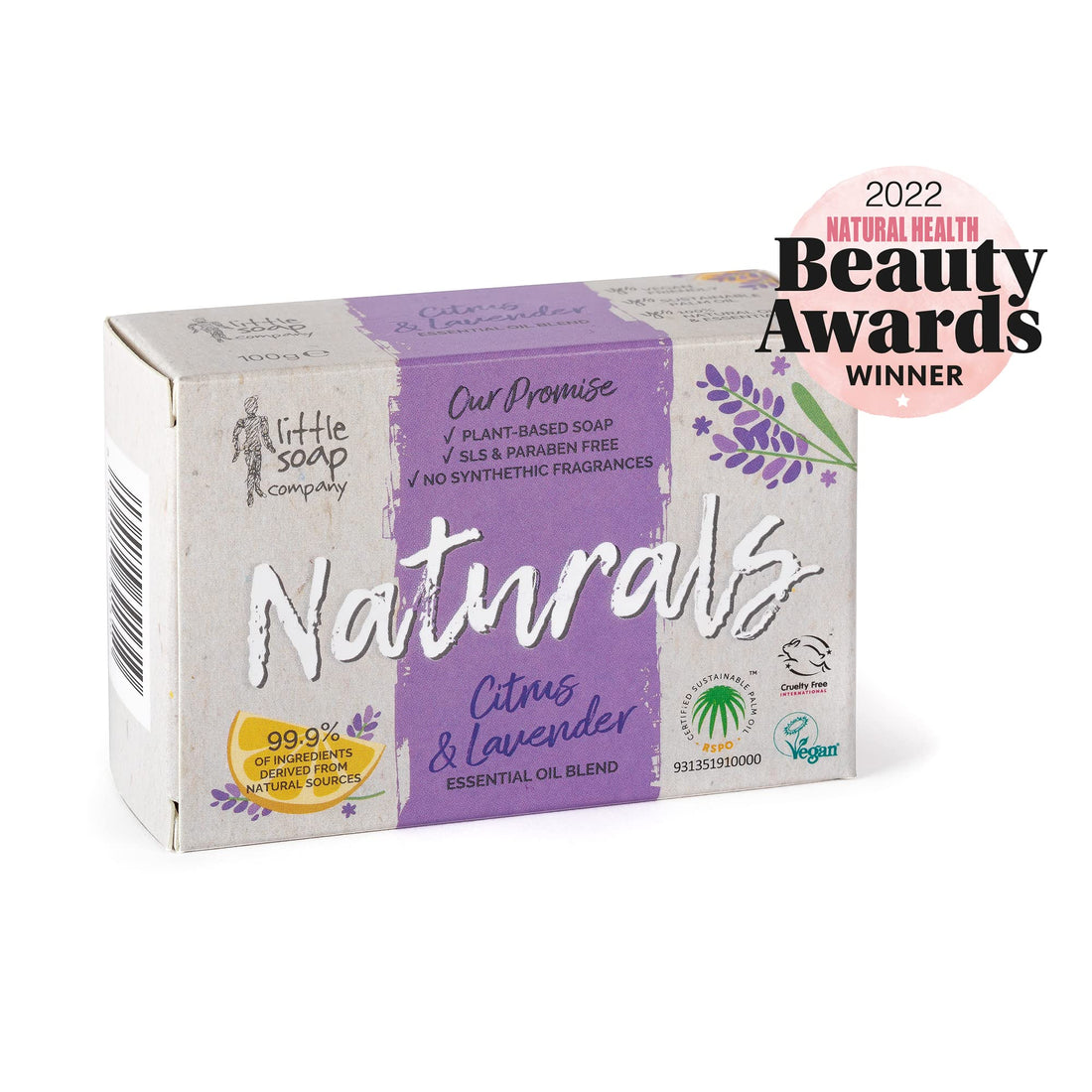 Little Soap Company Natural Range - Citrus & Lavender Soap Bar 100g | Vegan, Cruelty Free & Eco Friendly Body, Face & Hand Soap | Free from SLS & Parabens | Antibacterial with Cleansing Essential Oils Halalzen
