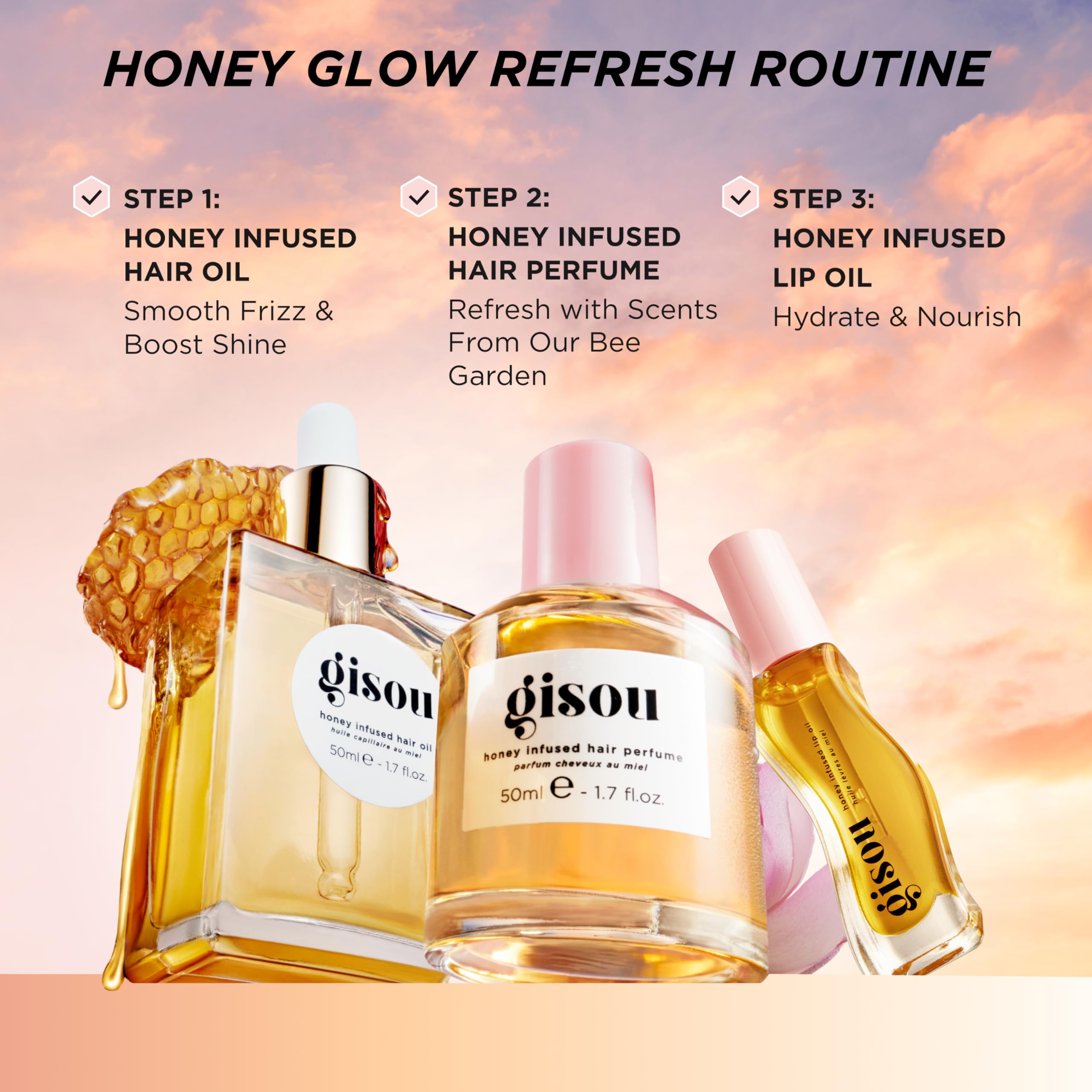 Gisou Honey Infused Lip Oil – Hydrating & Glossy Lip Oil with Jojoba Seed Oil, Non-Sticky Shine, Fresh Honey, 0.27 Fl Oz Halalzen