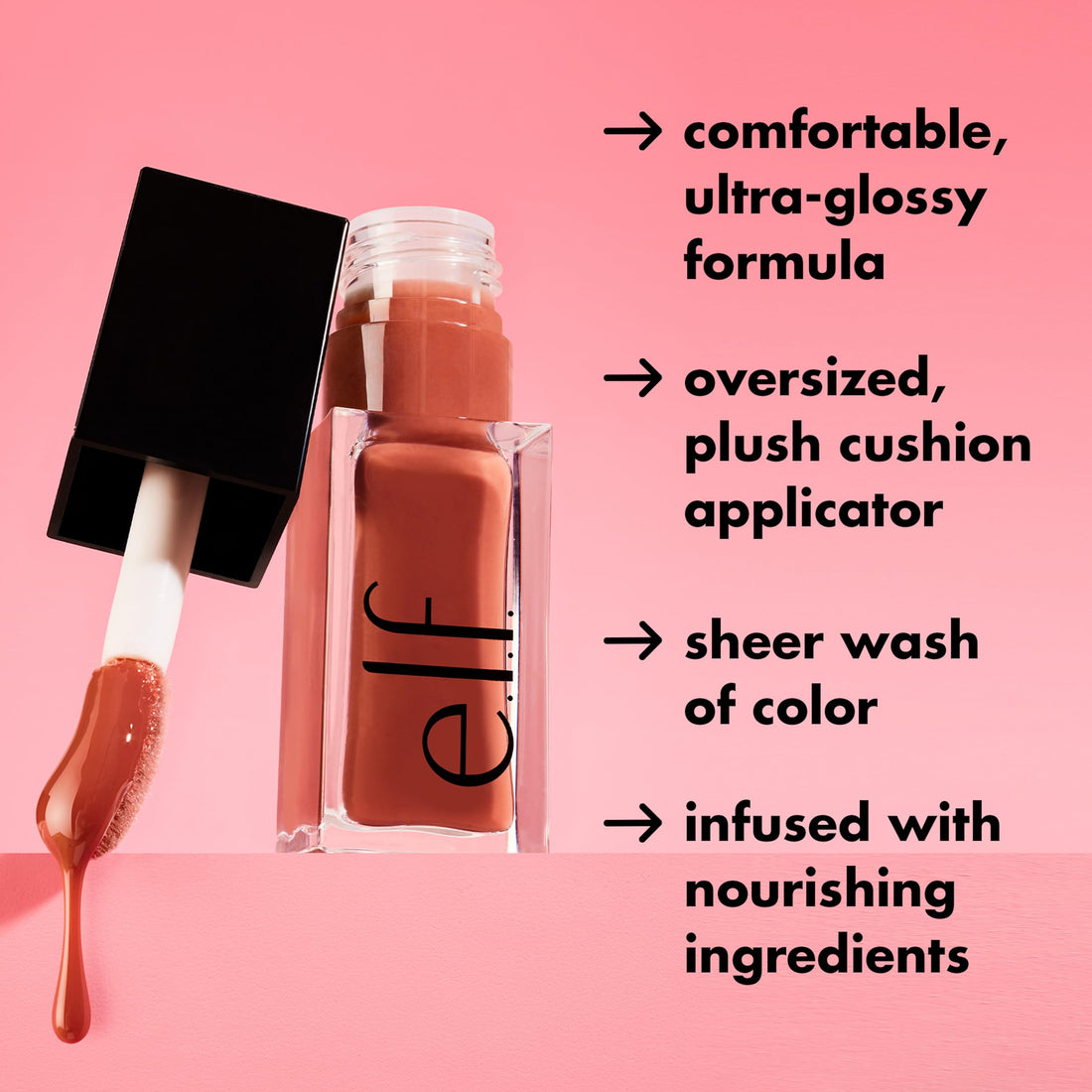e.l.f. Glow Reviver Lip Oil, Nourishing Tinted Lip Oil For A High-Shine Finish, Infused With apricot Oil, Vegan & Cruelty-Free, It's Giving Guava