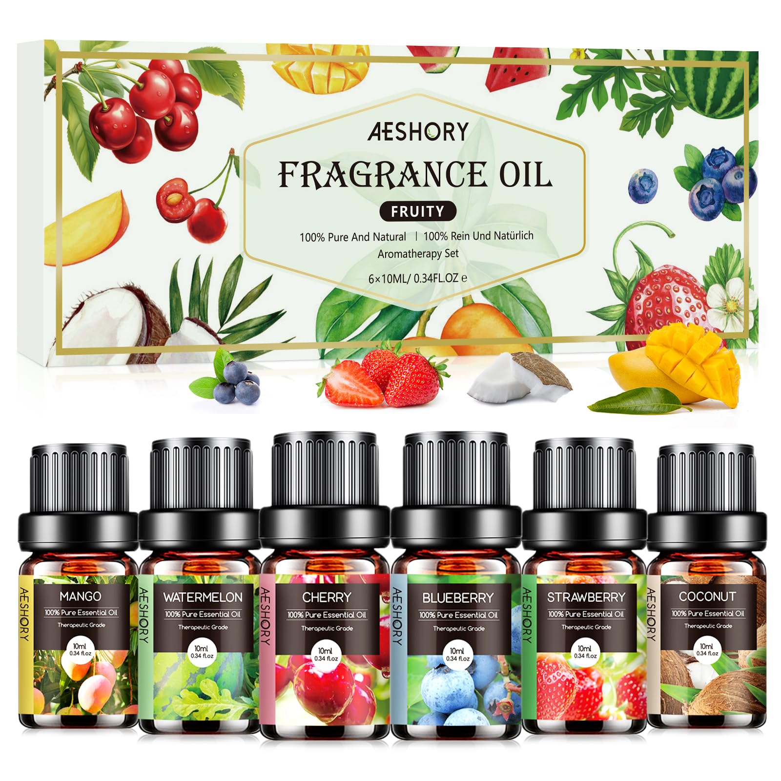 AESHORY 6 x 10ml Hotel Essential Oils Set, Premium Luxury Aroma Oil Scented Oil for Diffuser for Home, Humidifier, Candle Making, Air Freshening