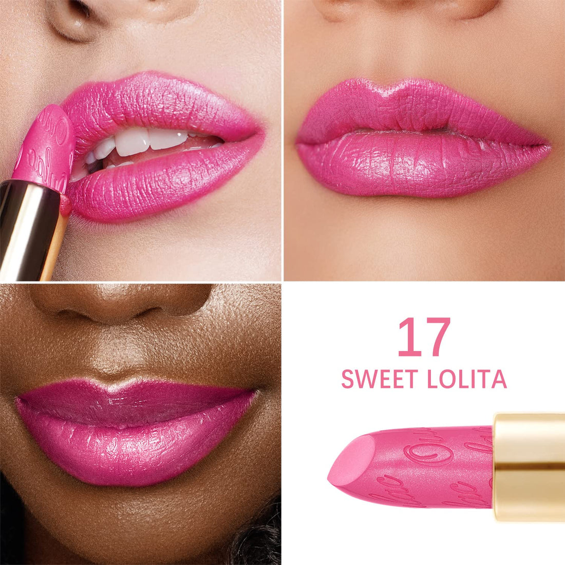 OULAC Metallic Shine Glitter Lipstick, Pink High Impact Lipcolor, Lightweight Soft and Ultra Hydrating, Long Lasting, Vegan & Cruelty-Free, Full-Coverage Lip Color 4.3 g/0.15 HIP & HIPPIE(11) Halalzen