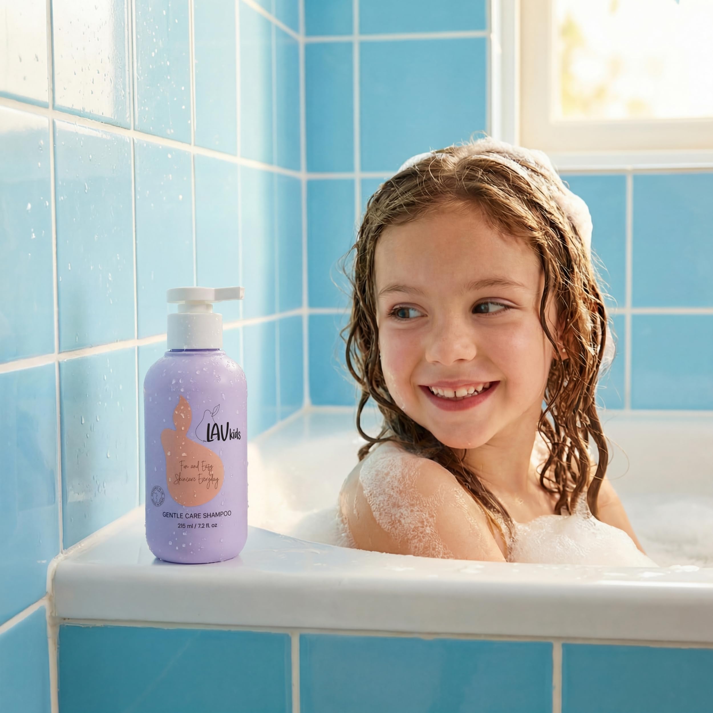 Lav Kids Natural Hair Care Bundle for Daily Use, Algae Extract and Moisturizing (Shampoo + Conditioner)