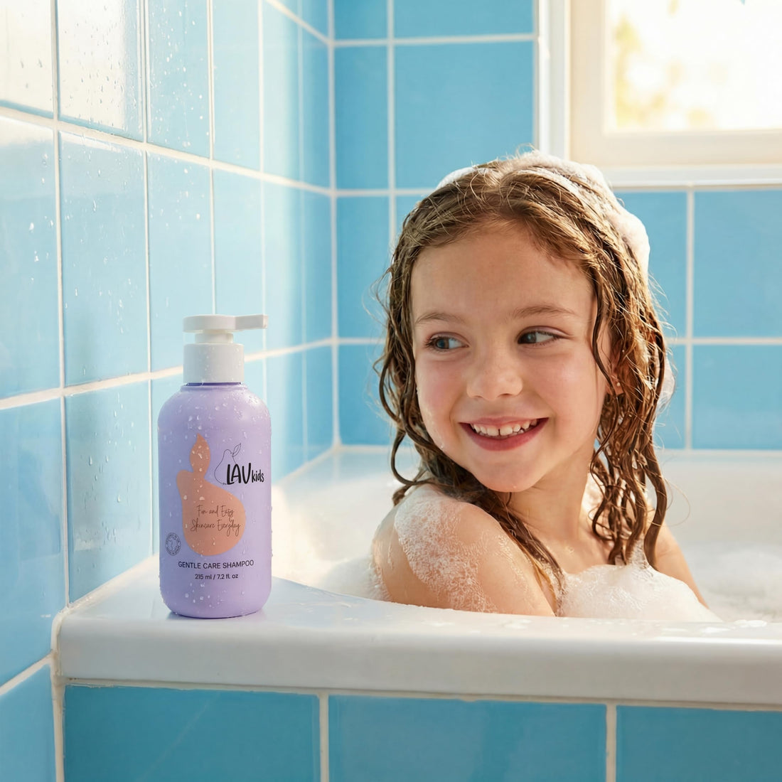 Lav Kids Natural Hair Care Bundle for Daily Use, Algae Extract and Moisturizing (Shampoo + Conditioner)