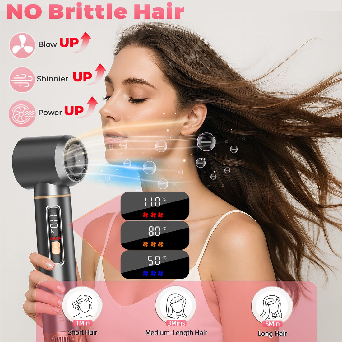 5 in 1 Hair Styler for Woman, Air Curling Wrap, Drying, Curling, Straightening & Volumizing, Hot Air Curler Dryer Brush Tool Set, Curl Styling Tools - Blush Halalzen