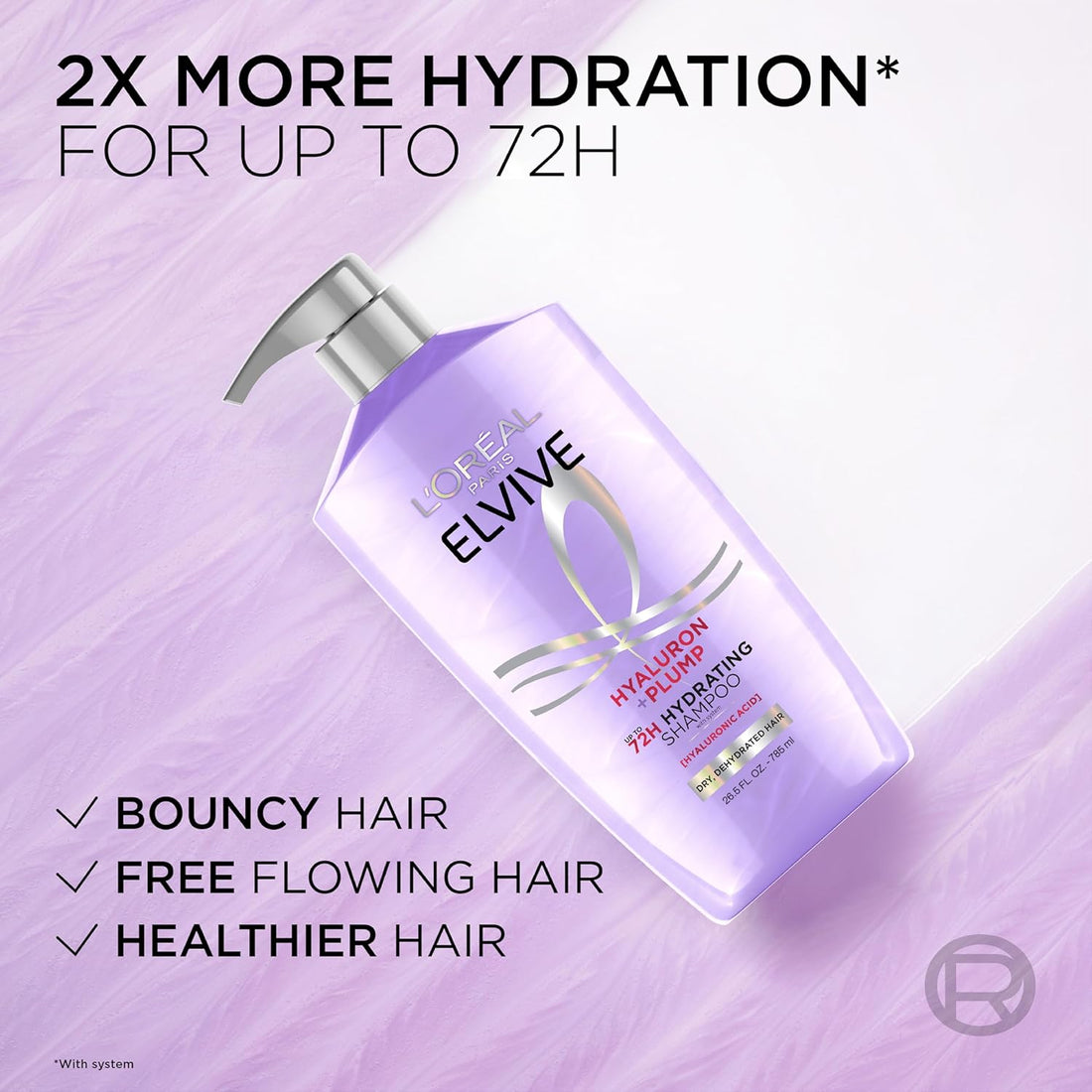 L'Oreal Paris Elvive Hyaluron Plump Shampoo and Conditioner Set for Dehydrated, Dry Hair with Hyaluronic Acid Care Complex, 1 Kit (2 Products) Halalzen