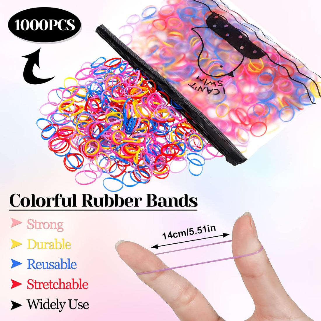 SOSPIRO 1000pcs Elastic Hair Bands with 10pcs Clips, 3pcs Brush, 2pcs Topsy Tail Tool, Colorful Rubber Ties & Braiding Accessories for Kids & Women's Hair Styling Halalzen